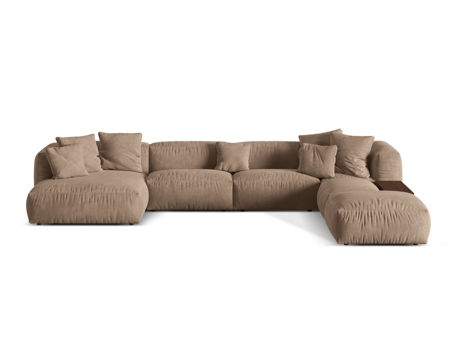 Velvet Modular Panoramic Right Corner Sofa, "Martina", 5 Seats, 406x280x75