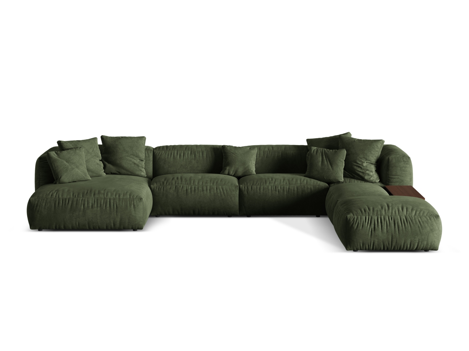 Velvet Modular Panoramic Right Corner Sofa, "Martina", 5 Seats, 406x280x75