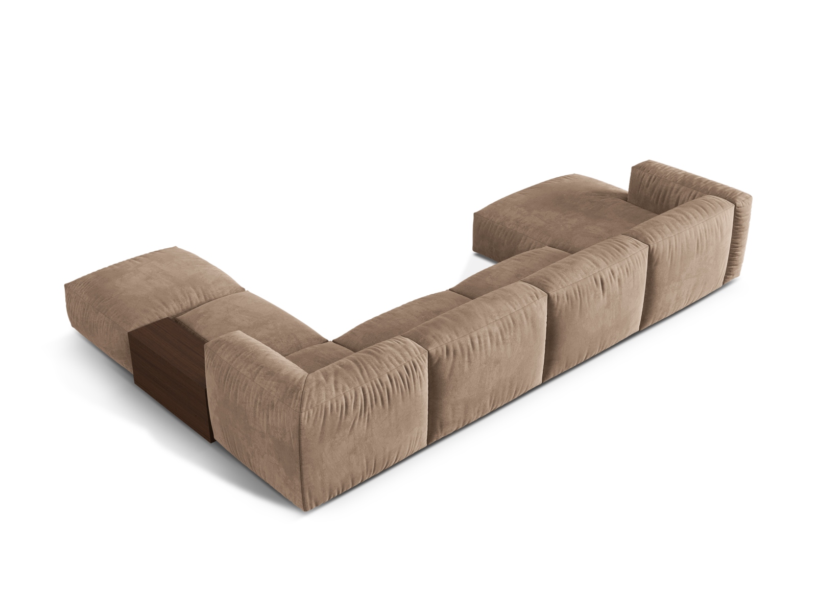 Velvet Modular Panoramic Right Corner Sofa, "Martina", 5 Seats, 406x280x75