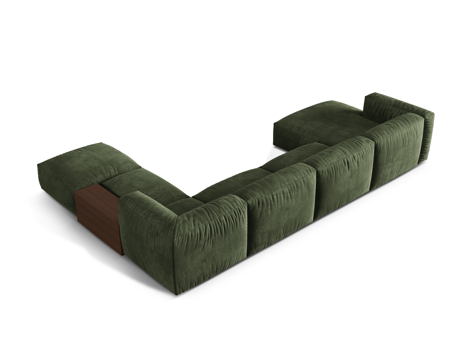 Velvet Modular Panoramic Right Corner Sofa, "Martina", 5 Seats, 406x280x75