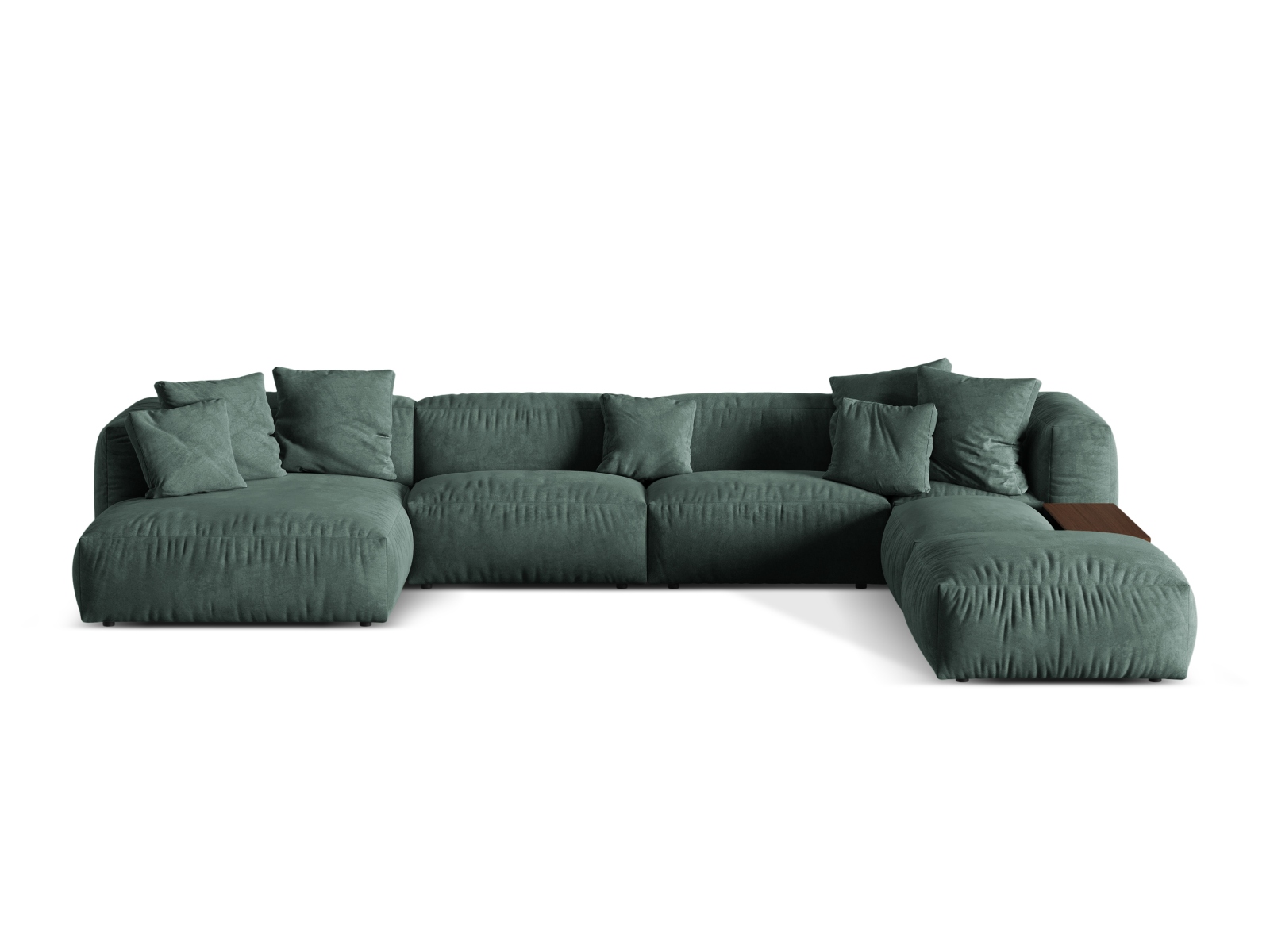 Velvet Modular Panoramic Right Corner Sofa, "Martina", 5 Seats, 406x280x75