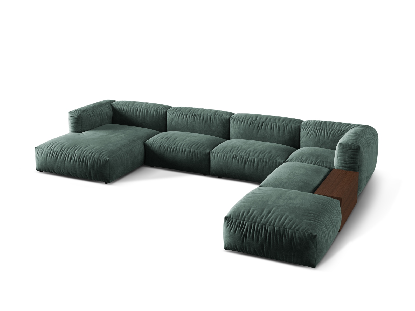 Velvet Modular Panoramic Right Corner Sofa, "Martina", 5 Seats, 406x280x75