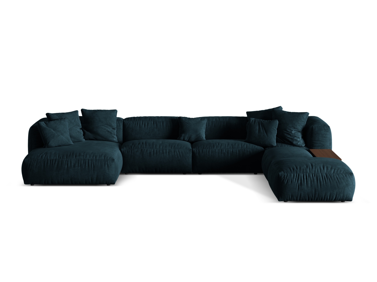 Velvet Modular Panoramic Right Corner Sofa, "Martina", 5 Seats, 406x280x75