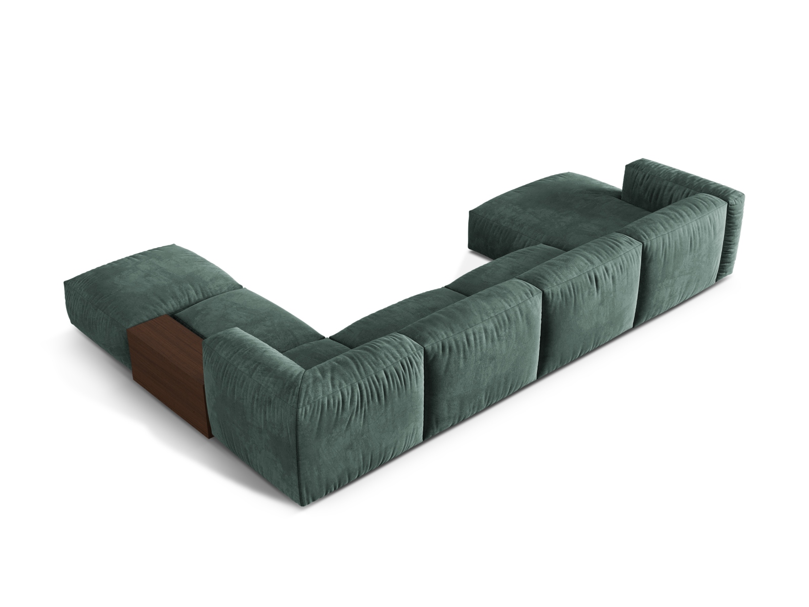 Velvet Modular Panoramic Right Corner Sofa, "Martina", 5 Seats, 406x280x75
