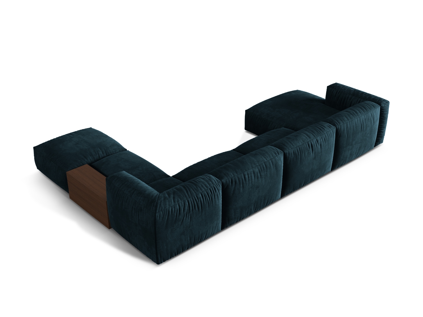 Velvet Modular Panoramic Right Corner Sofa, "Martina", 5 Seats, 406x280x75