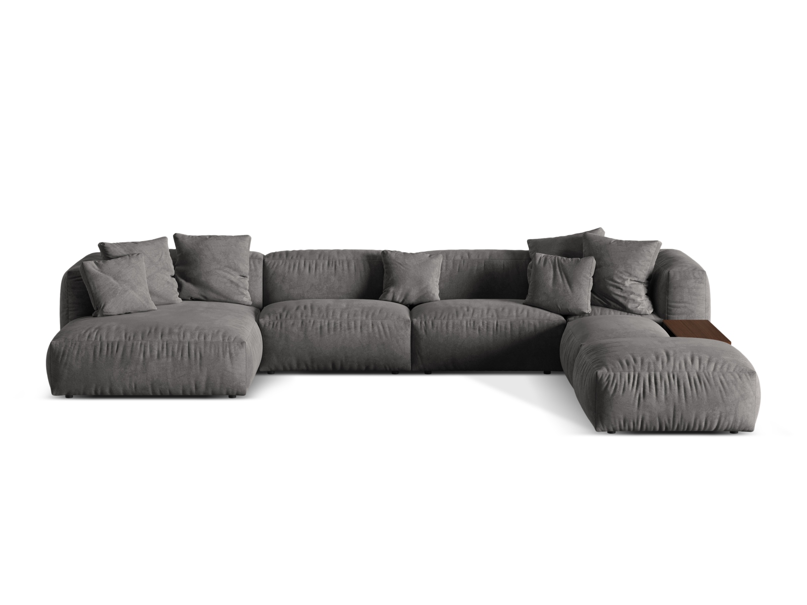Velvet Modular Panoramic Right Corner Sofa, "Martina", 5 Seats, 406x280x75