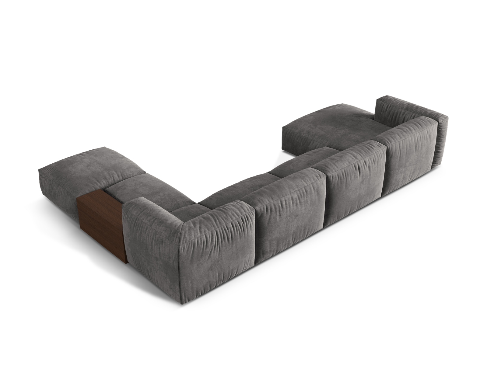 Velvet Modular Panoramic Right Corner Sofa, "Martina", 5 Seats, 406x280x75