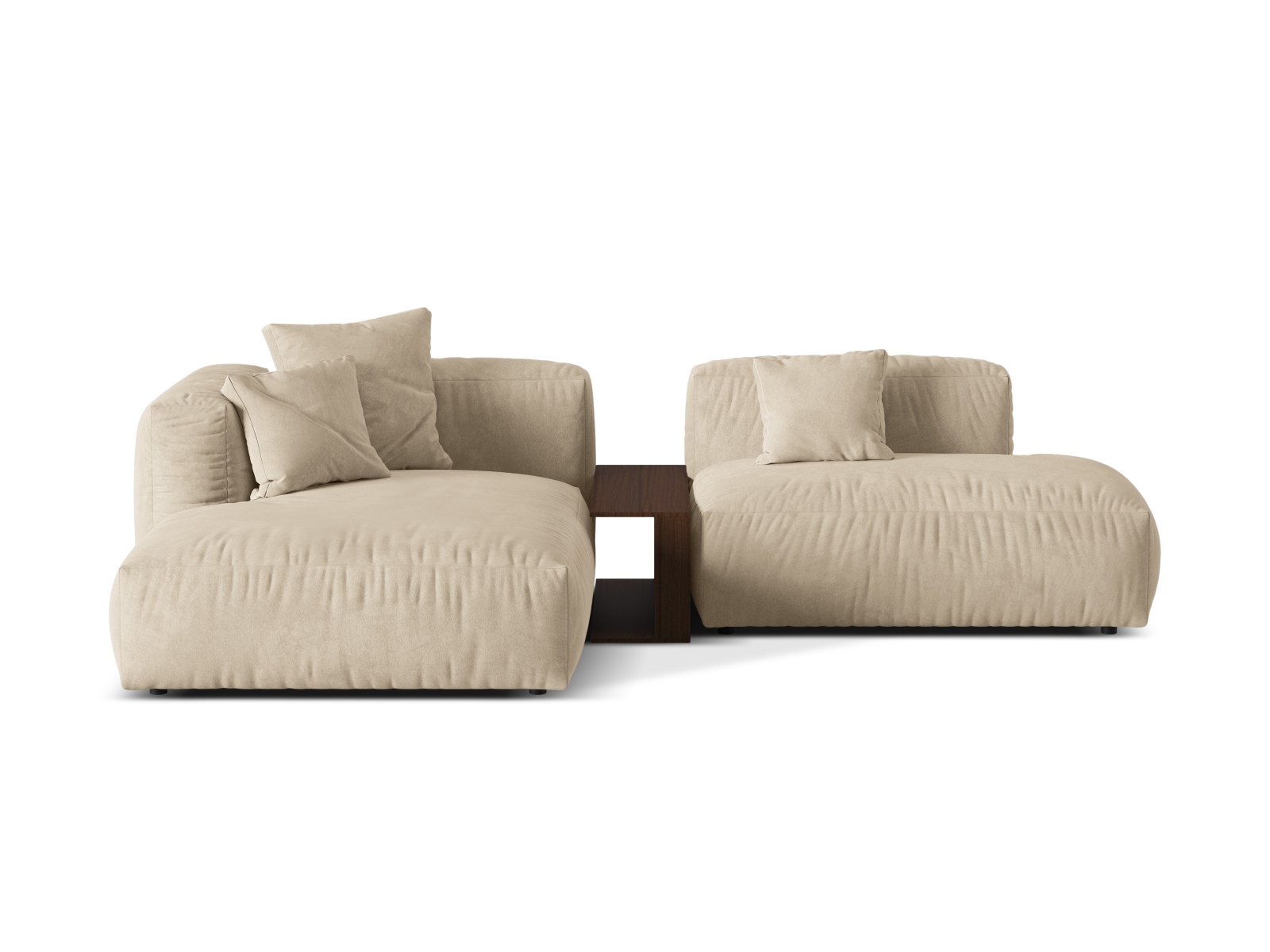 Velvet Modular Left Corner Sofa, "Martina", 2 Seats, 285x176x75