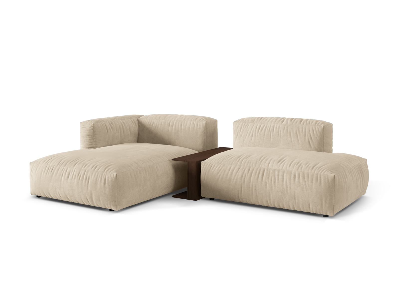 Velvet Modular Left Corner Sofa, "Martina", 2 Seats, 285x176x75