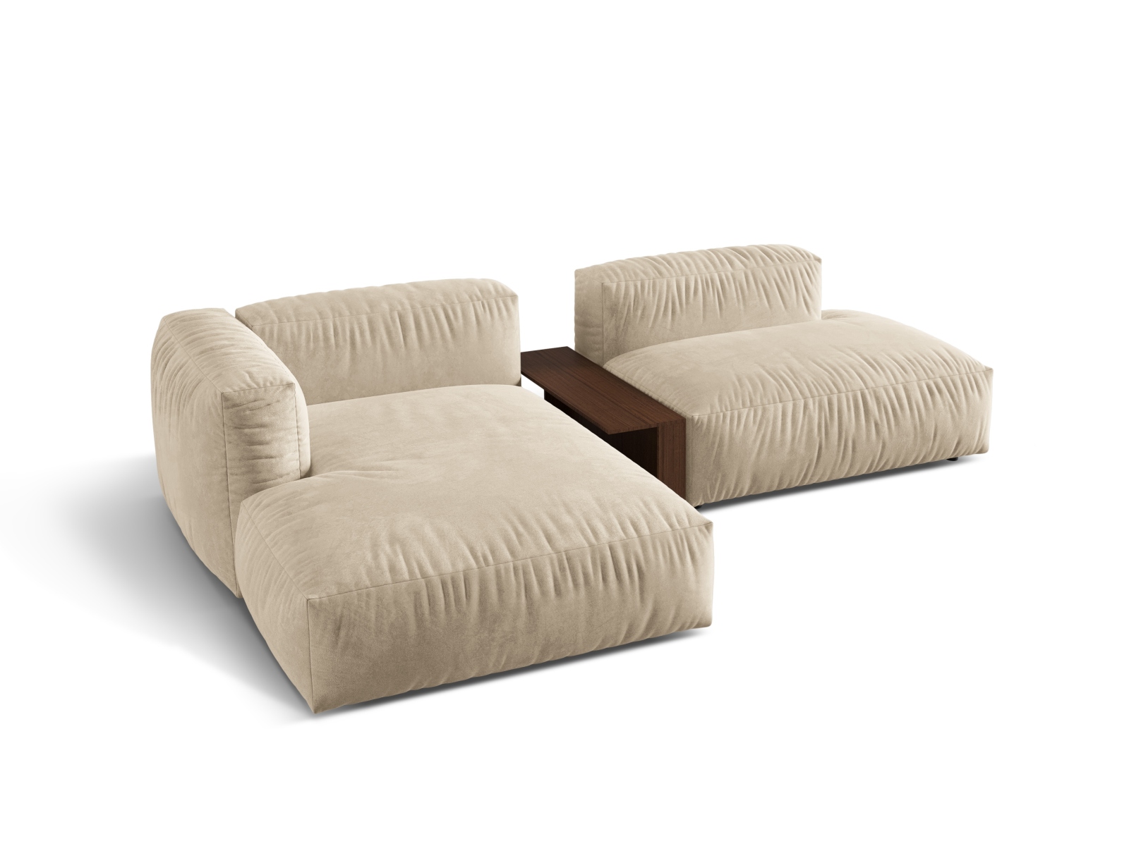 Velvet Modular Left Corner Sofa, "Martina", 2 Seats, 285x176x75