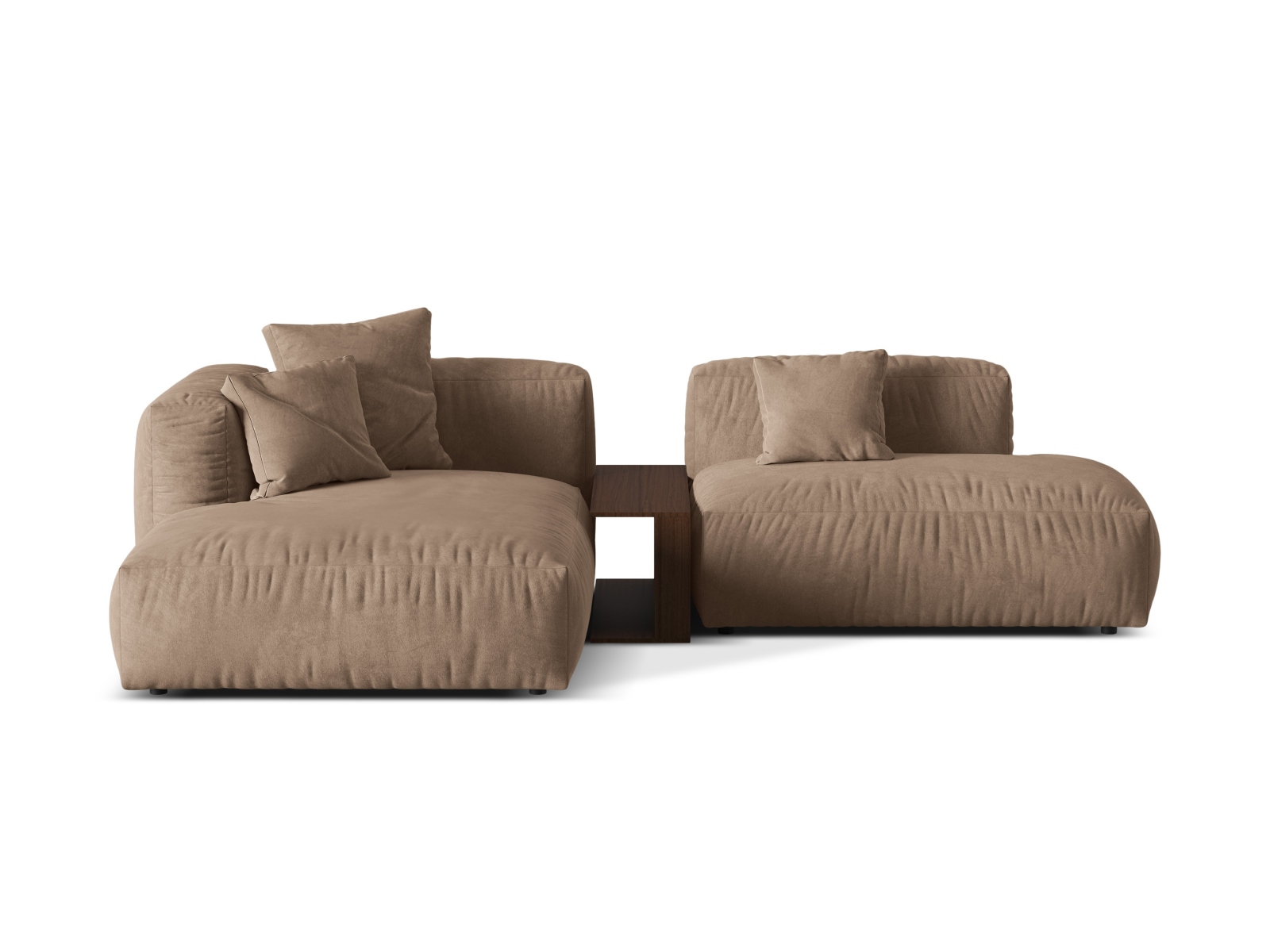 Velvet Modular Left Corner Sofa, "Martina", 2 Seats, 285x176x75