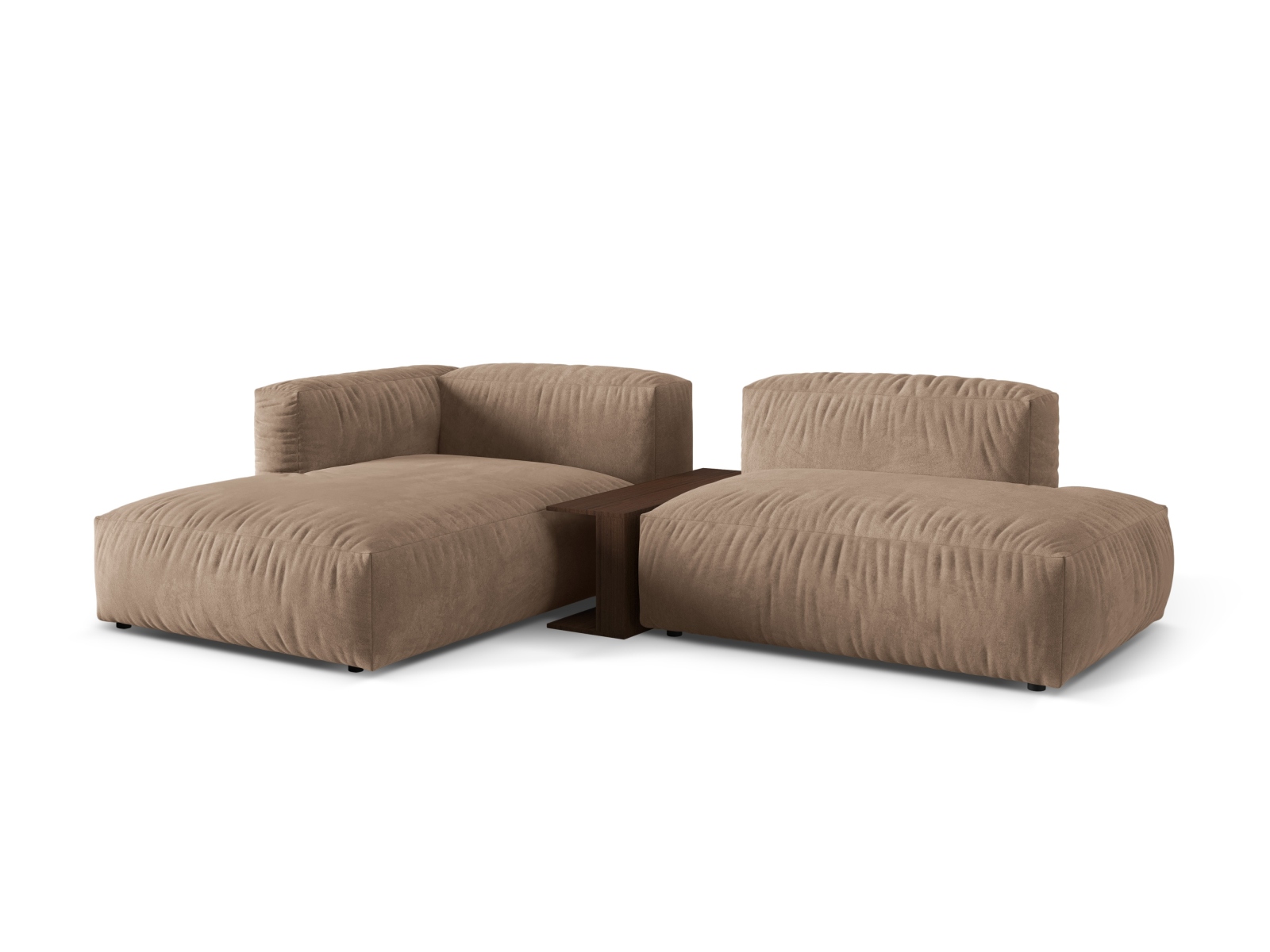 Velvet Modular Left Corner Sofa, "Martina", 2 Seats, 285x176x75