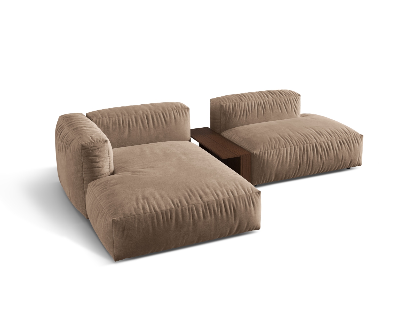 Velvet Modular Left Corner Sofa, "Martina", 2 Seats, 285x176x75