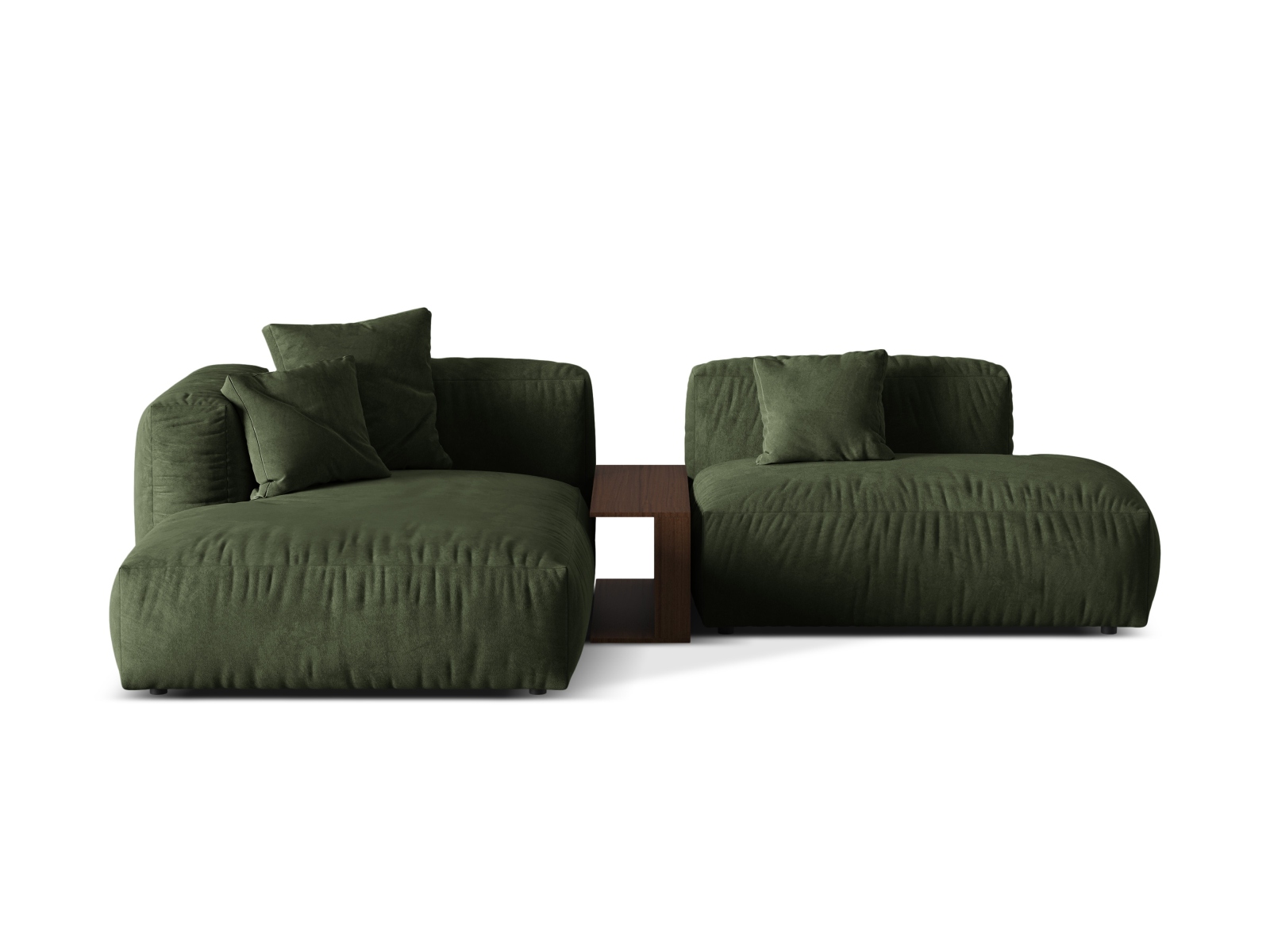 Velvet Modular Left Corner Sofa, "Martina", 2 Seats, 285x176x75