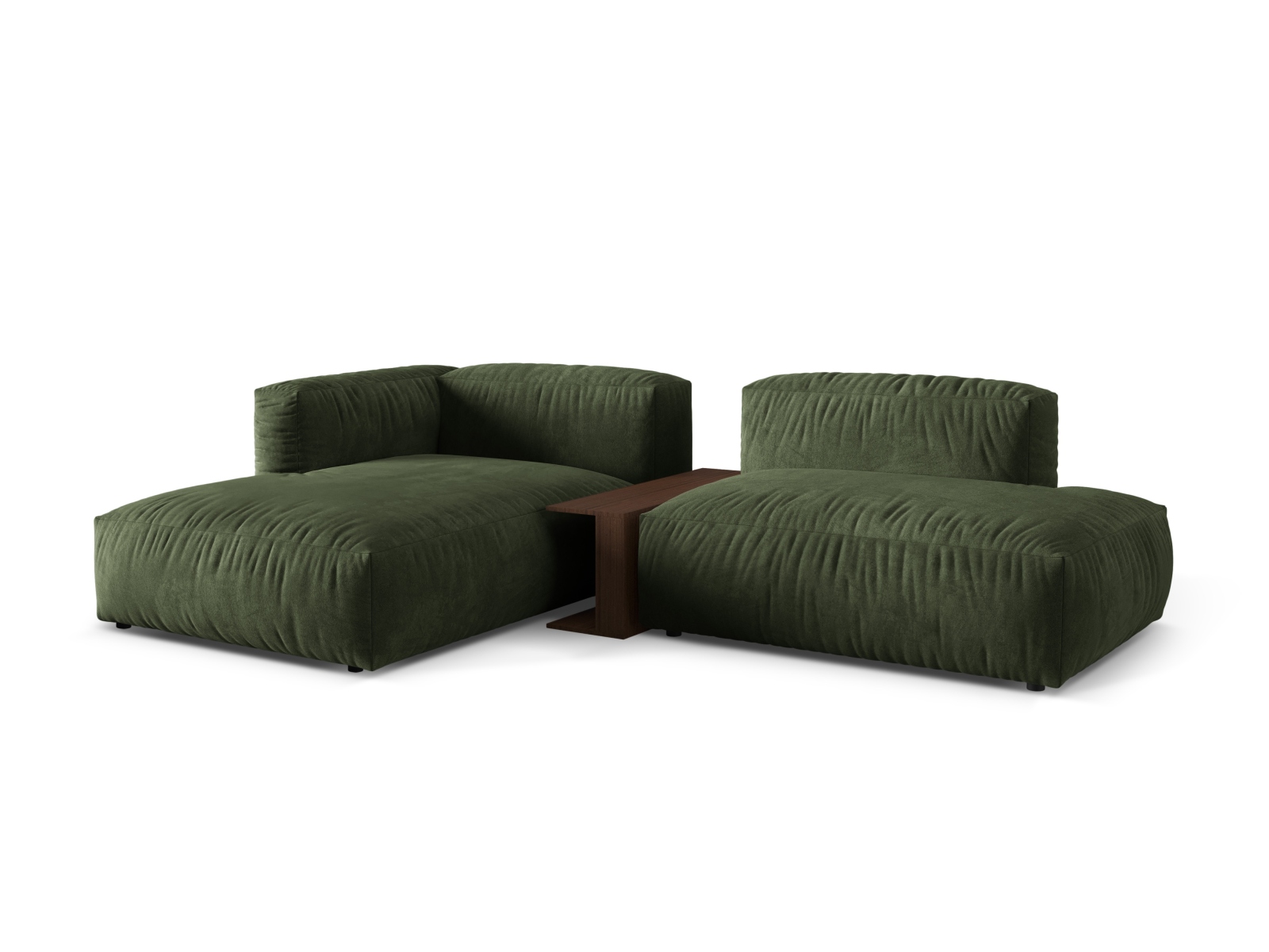 Velvet Modular Left Corner Sofa, "Martina", 2 Seats, 285x176x75