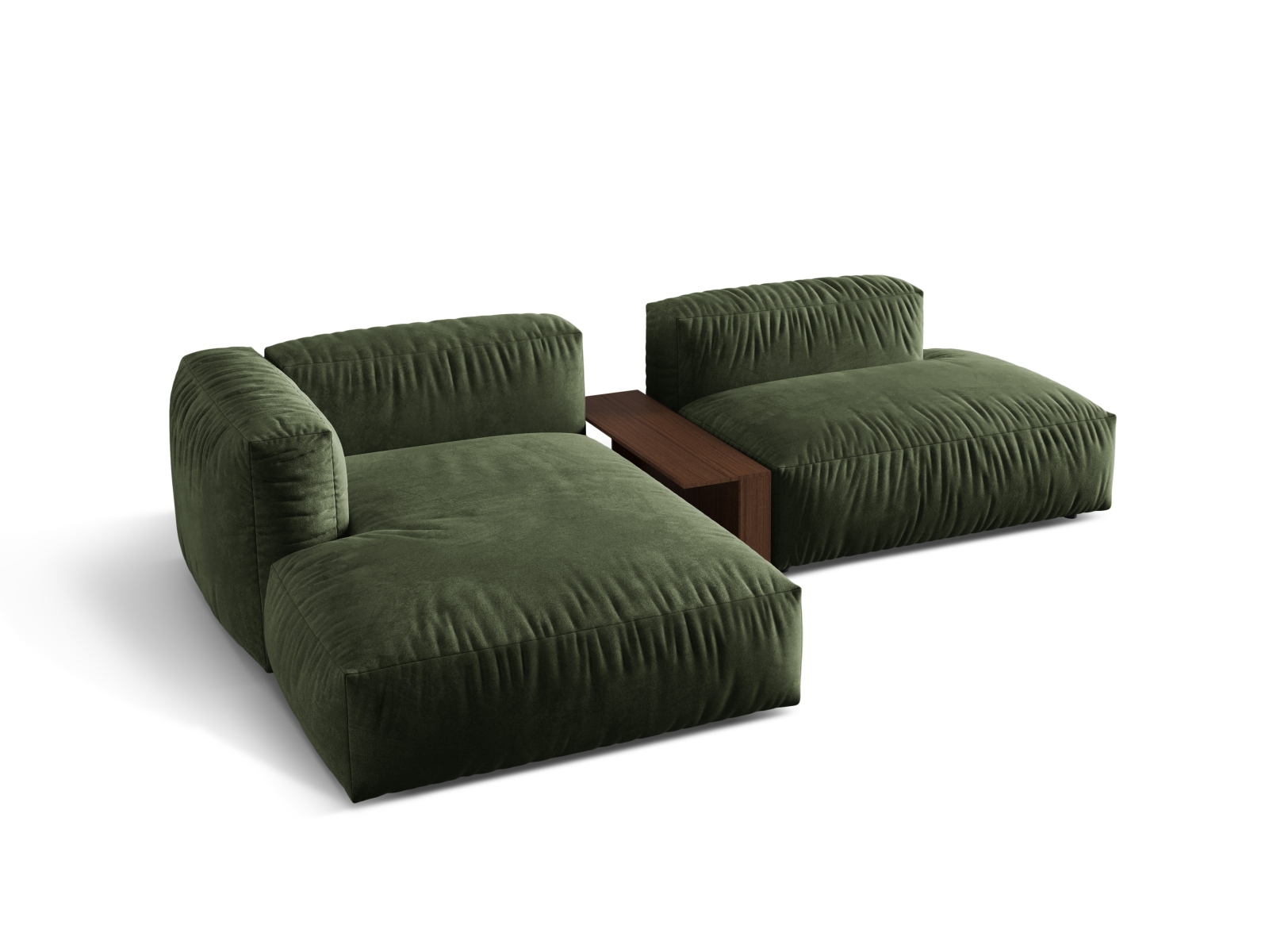 Velvet Modular Left Corner Sofa, "Martina", 2 Seats, 285x176x75