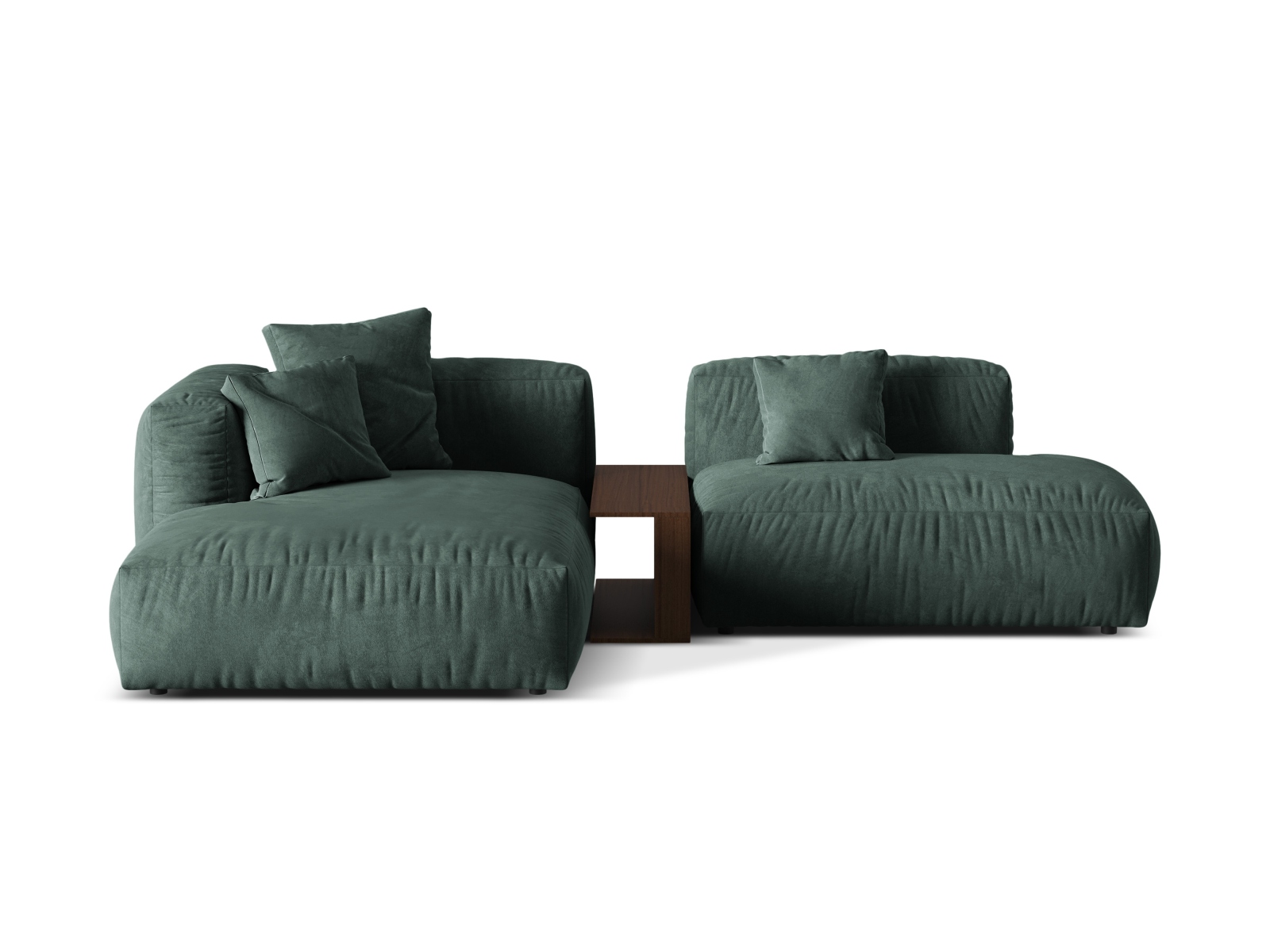 Velvet Modular Left Corner Sofa, "Martina", 2 Seats, 285x176x75