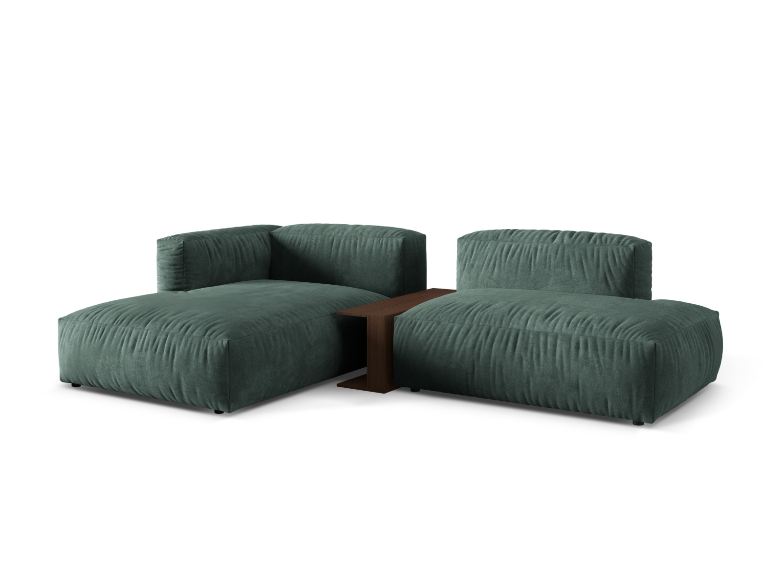 Velvet Modular Left Corner Sofa, "Martina", 2 Seats, 285x176x75