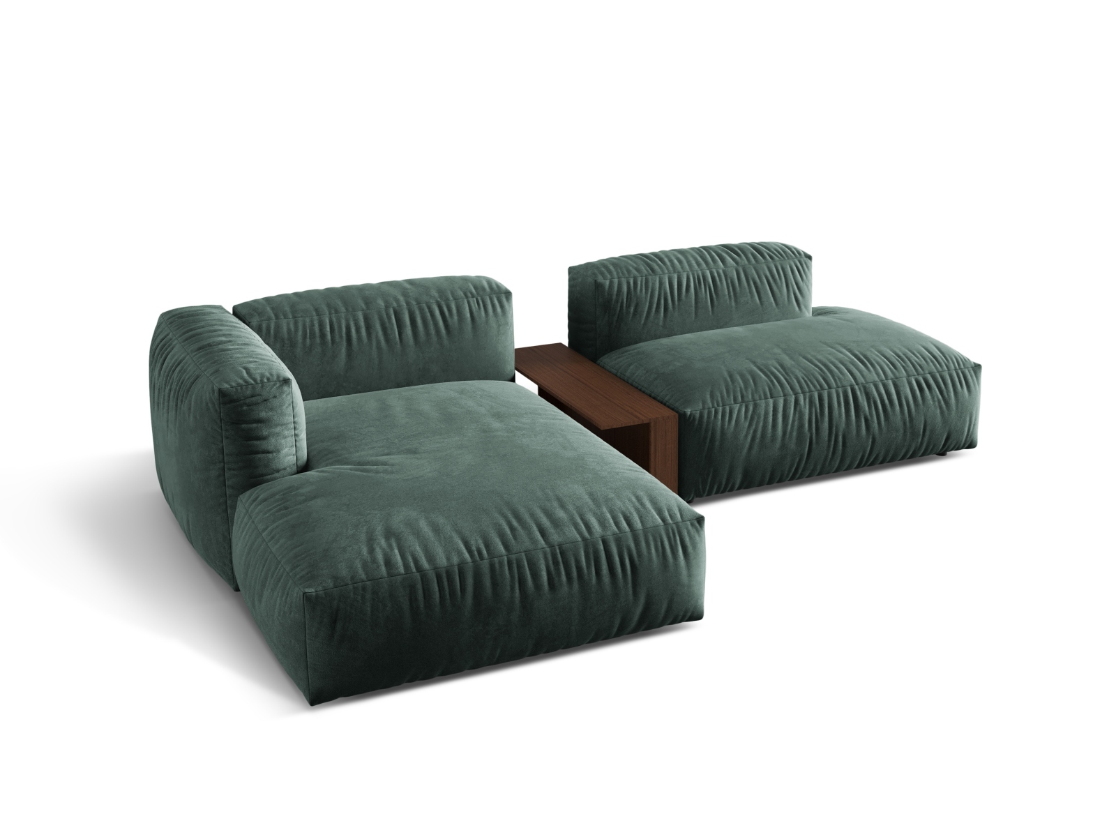 Velvet Modular Left Corner Sofa, "Martina", 2 Seats, 285x176x75