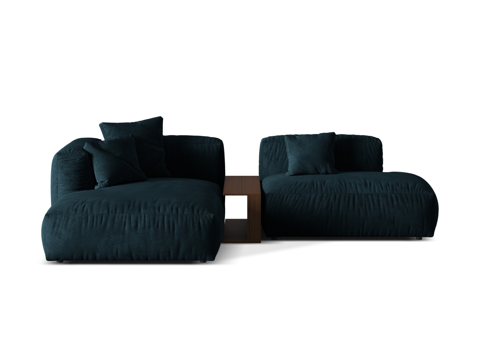 Velvet Modular Left Corner Sofa, "Martina", 2 Seats, 285x176x75