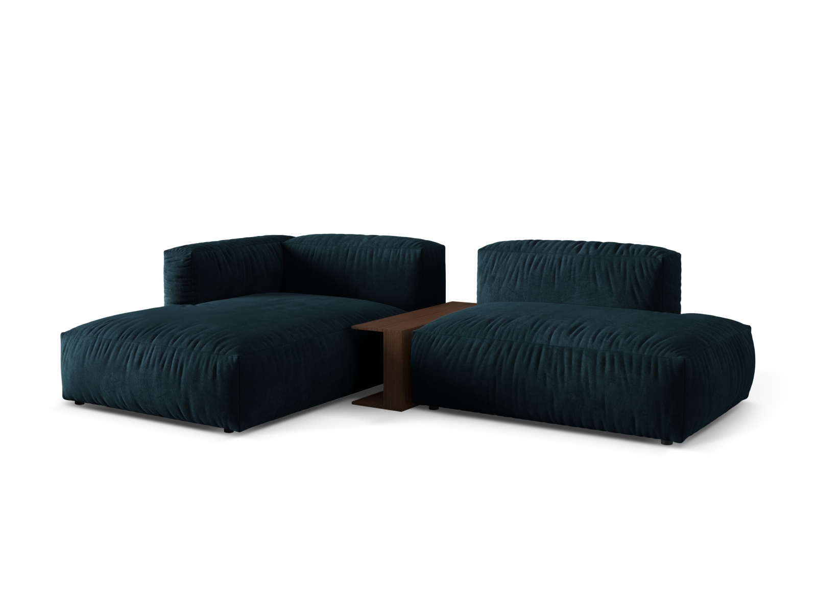 Velvet Modular Left Corner Sofa, "Martina", 2 Seats, 285x176x75