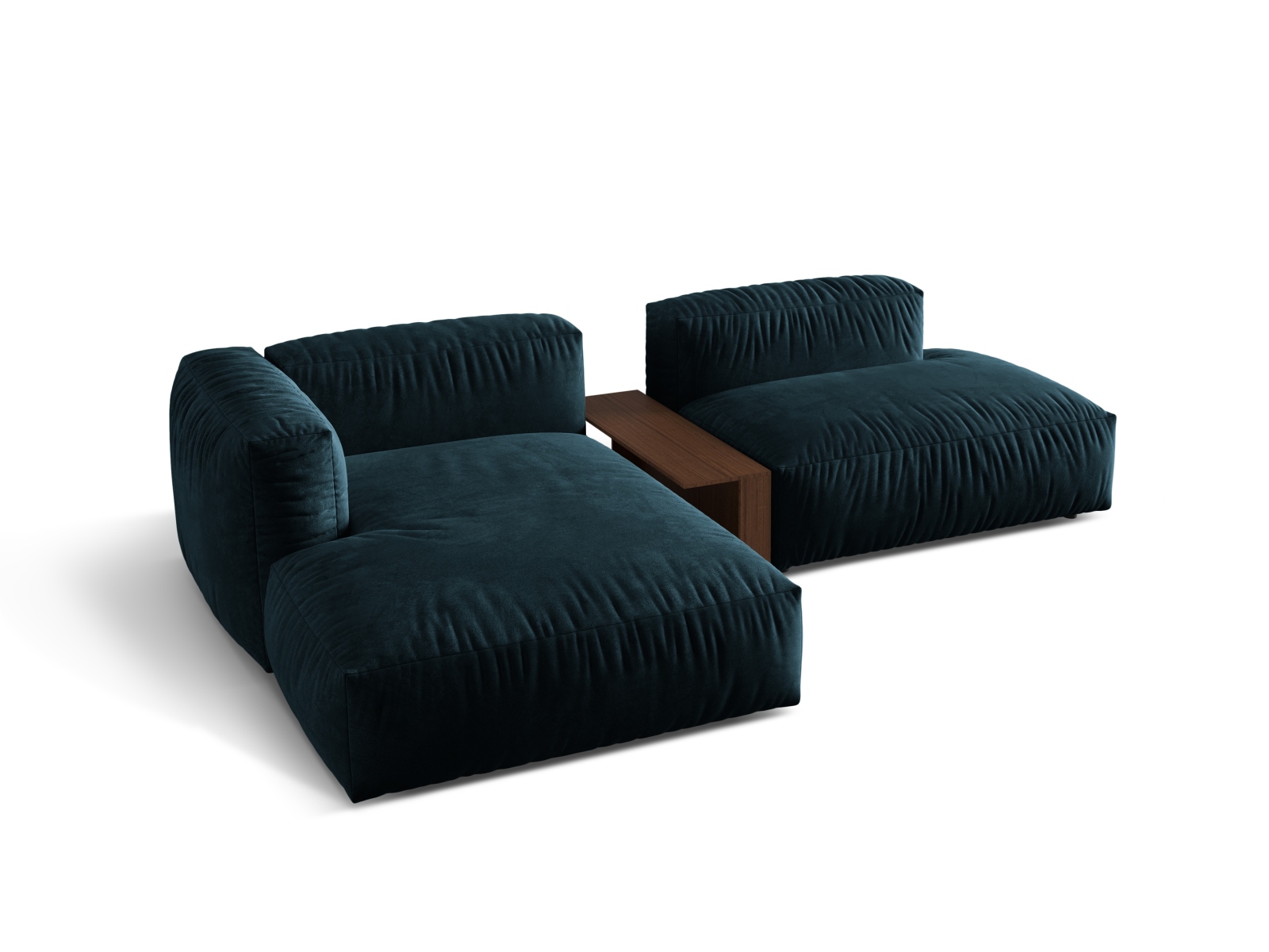 Velvet Modular Left Corner Sofa, "Martina", 2 Seats, 285x176x75