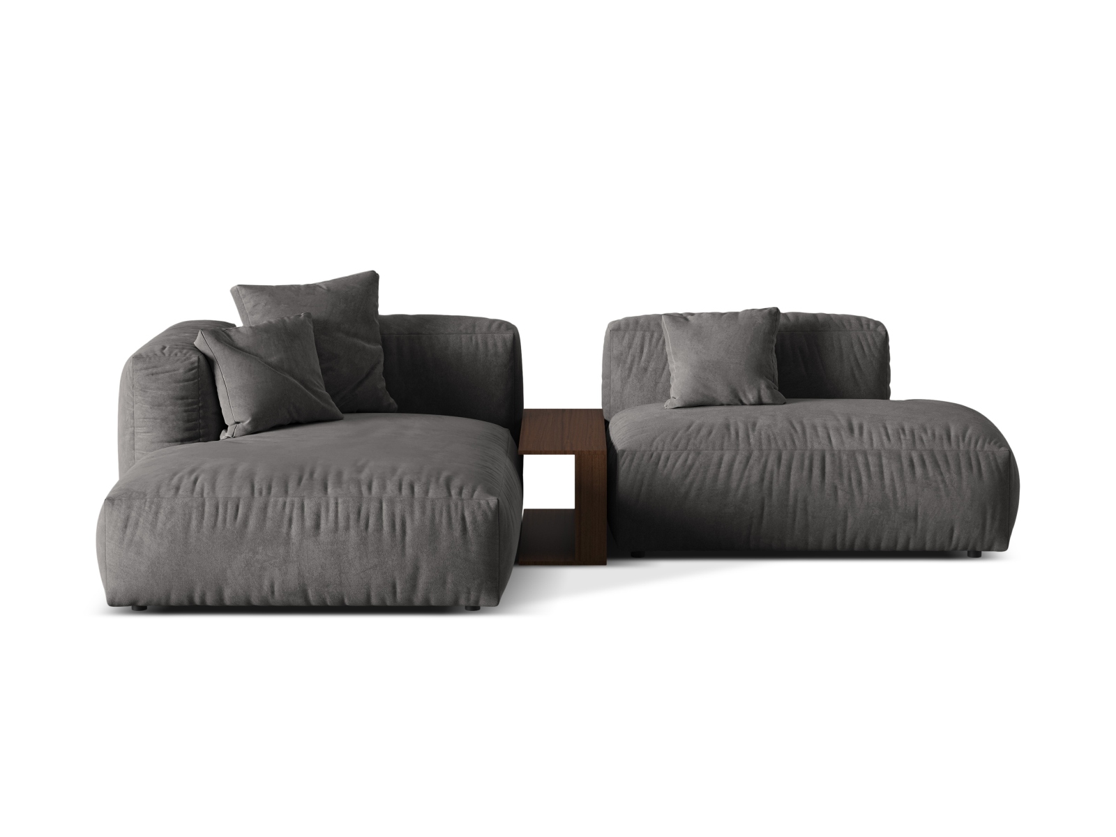Velvet Modular Left Corner Sofa, "Martina", 2 Seats, 285x176x75