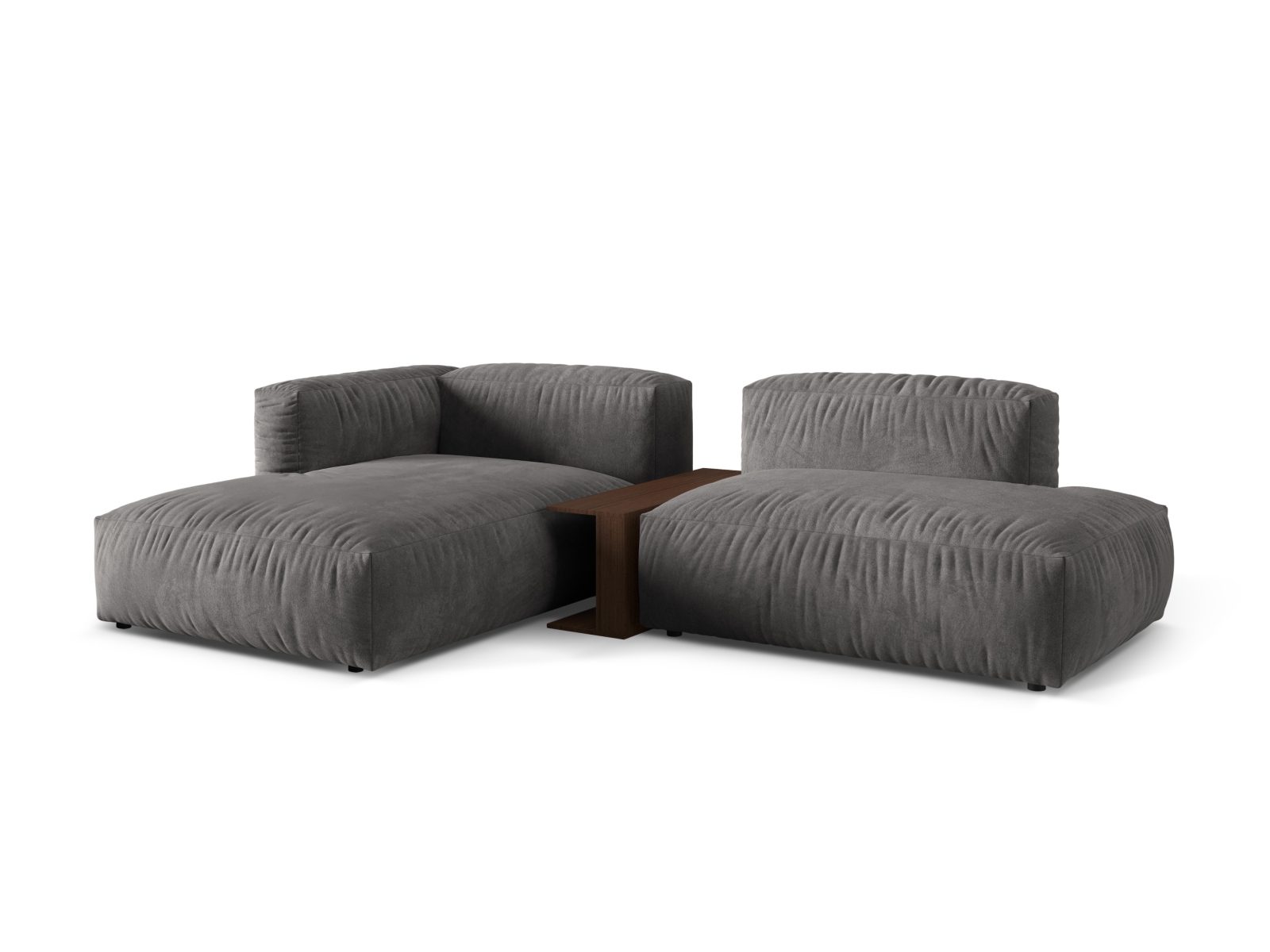 Velvet Modular Left Corner Sofa, "Martina", 2 Seats, 285x176x75