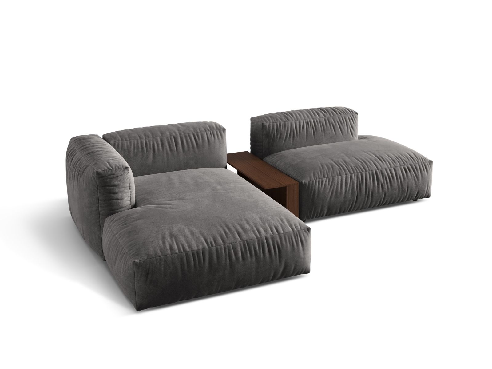 Velvet Modular Left Corner Sofa, "Martina", 2 Seats, 285x176x75