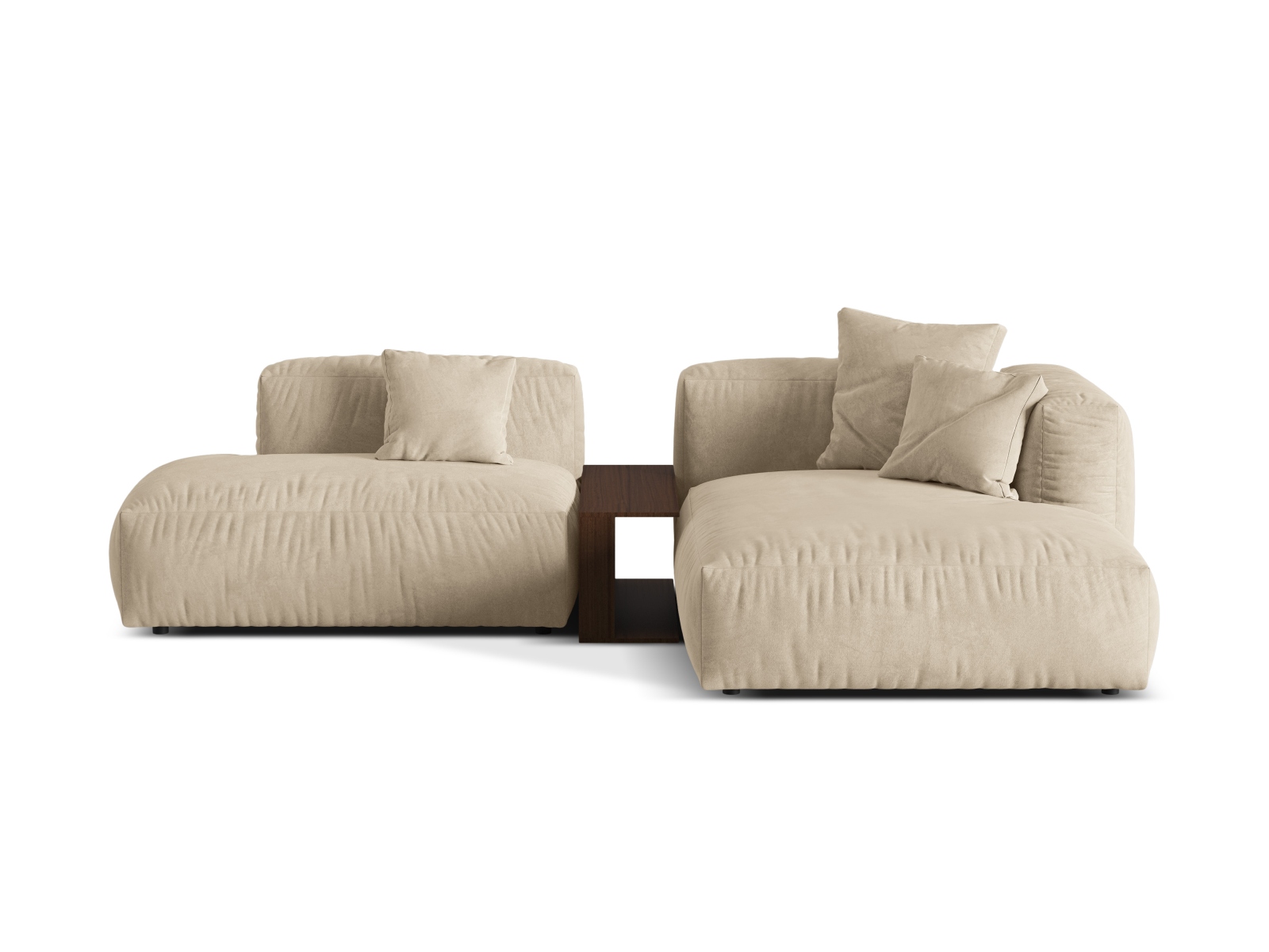 Velvet Modular Right Corner Sofa, "Martina", 2 Seats, 285x176x75