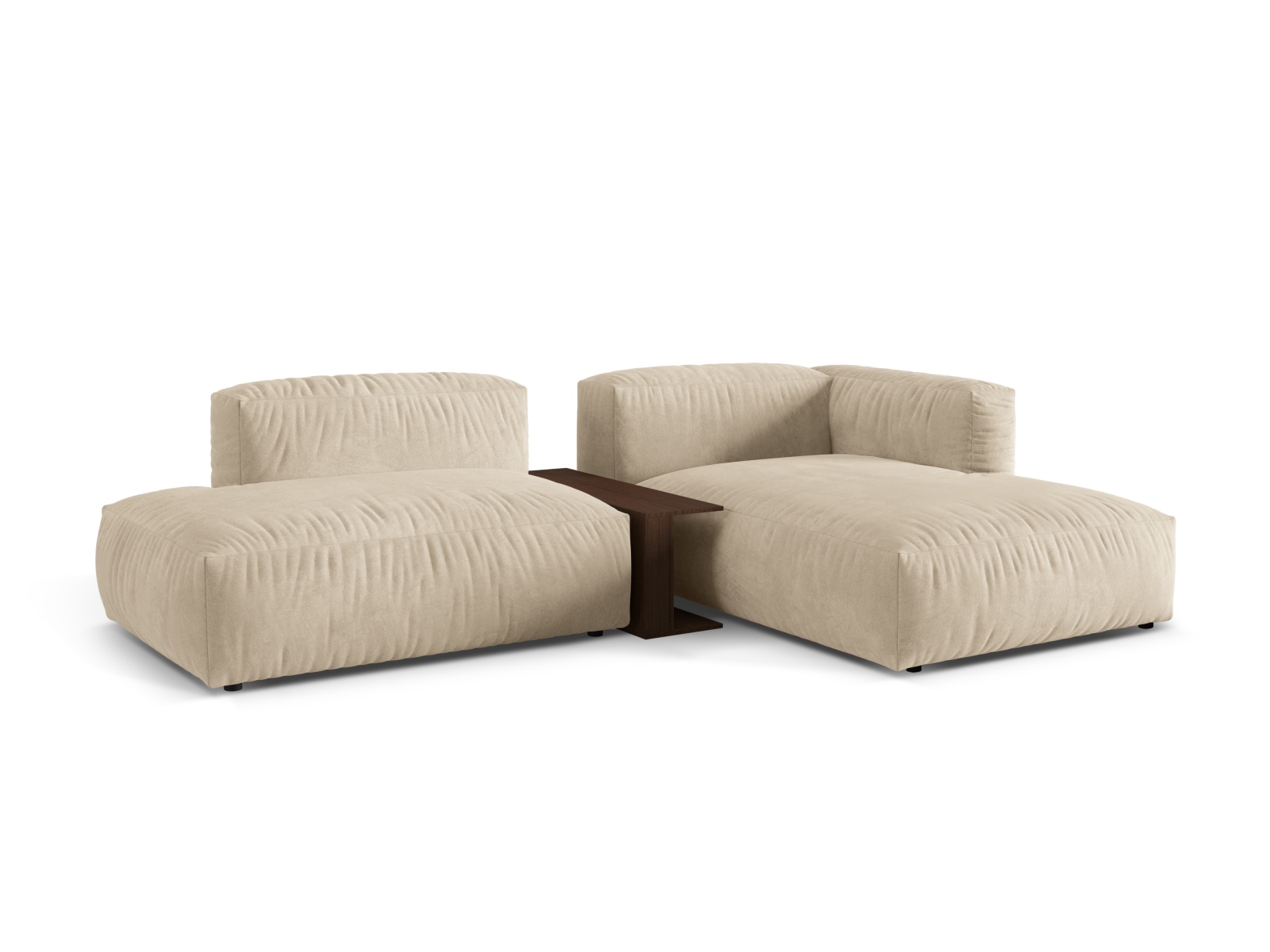 Velvet Modular Right Corner Sofa, "Martina", 2 Seats, 285x176x75