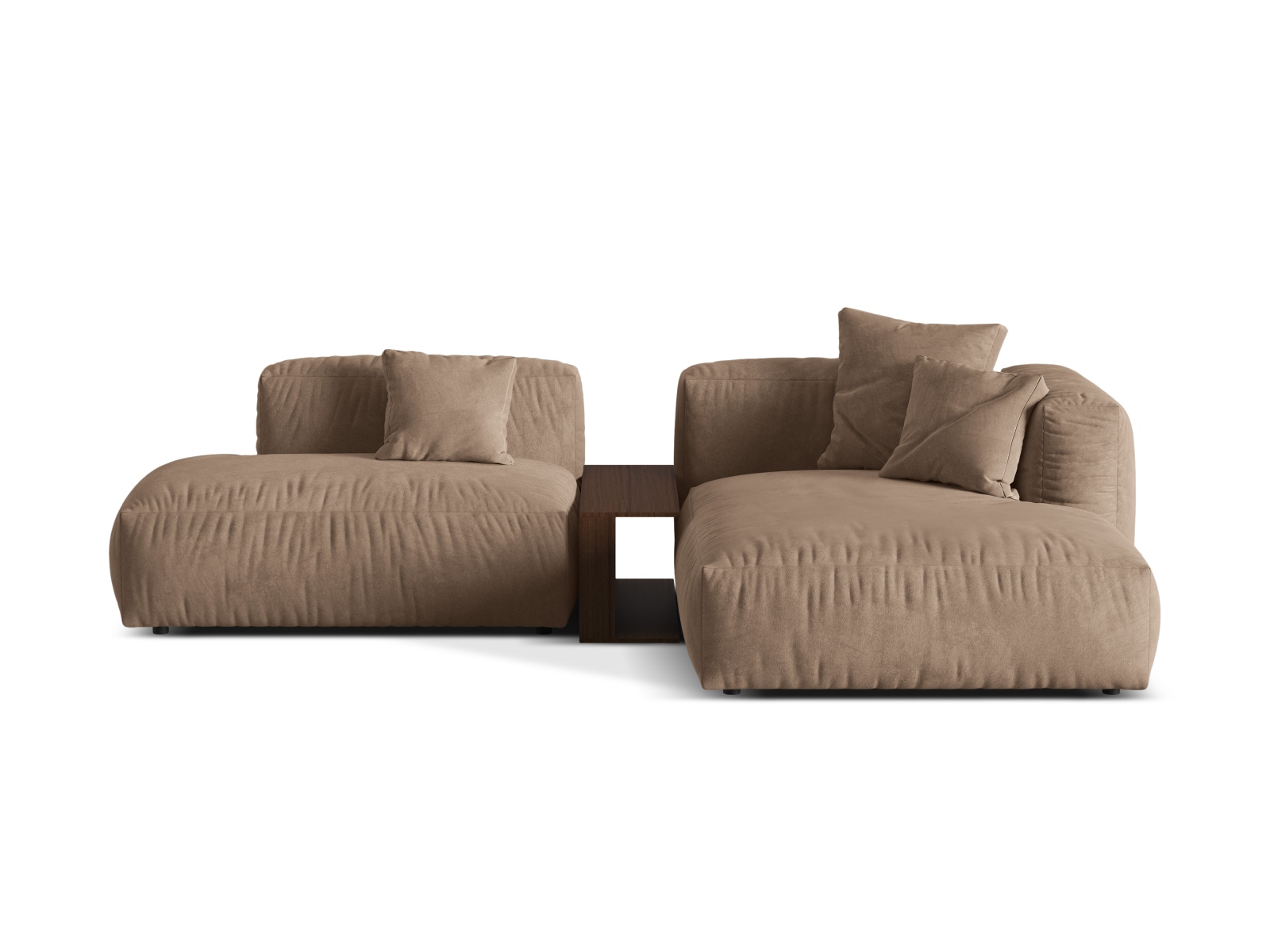 Velvet Modular Right Corner Sofa, "Martina", 2 Seats, 285x176x75