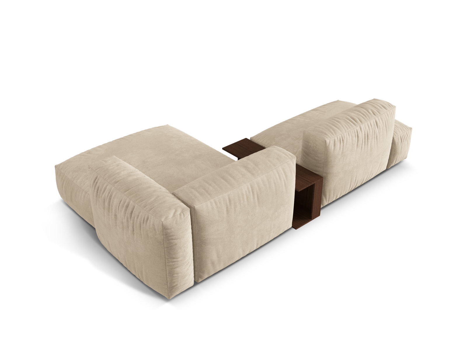 Velvet Modular Right Corner Sofa, "Martina", 2 Seats, 285x176x75