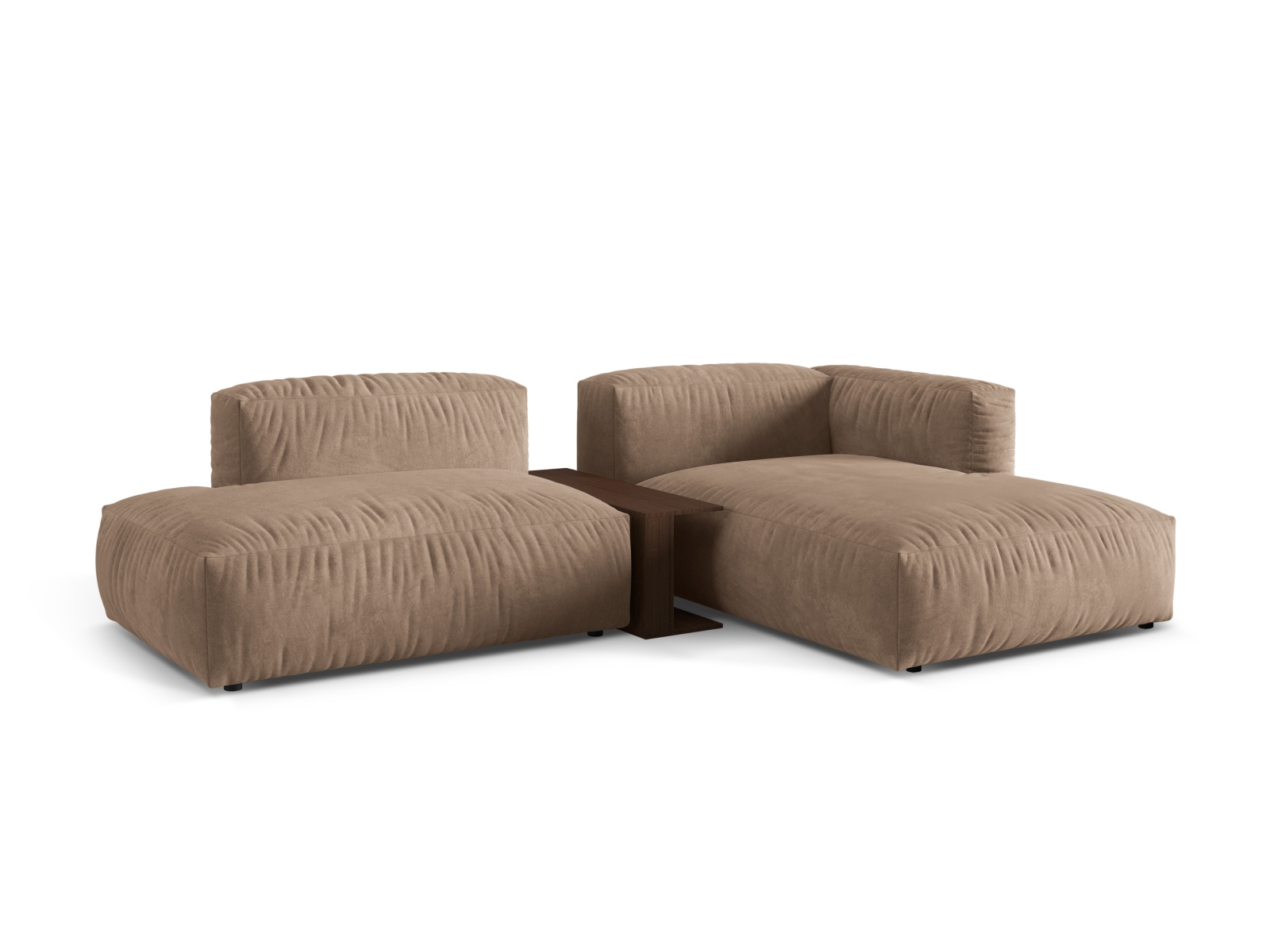 Velvet Modular Right Corner Sofa, "Martina", 2 Seats, 285x176x75