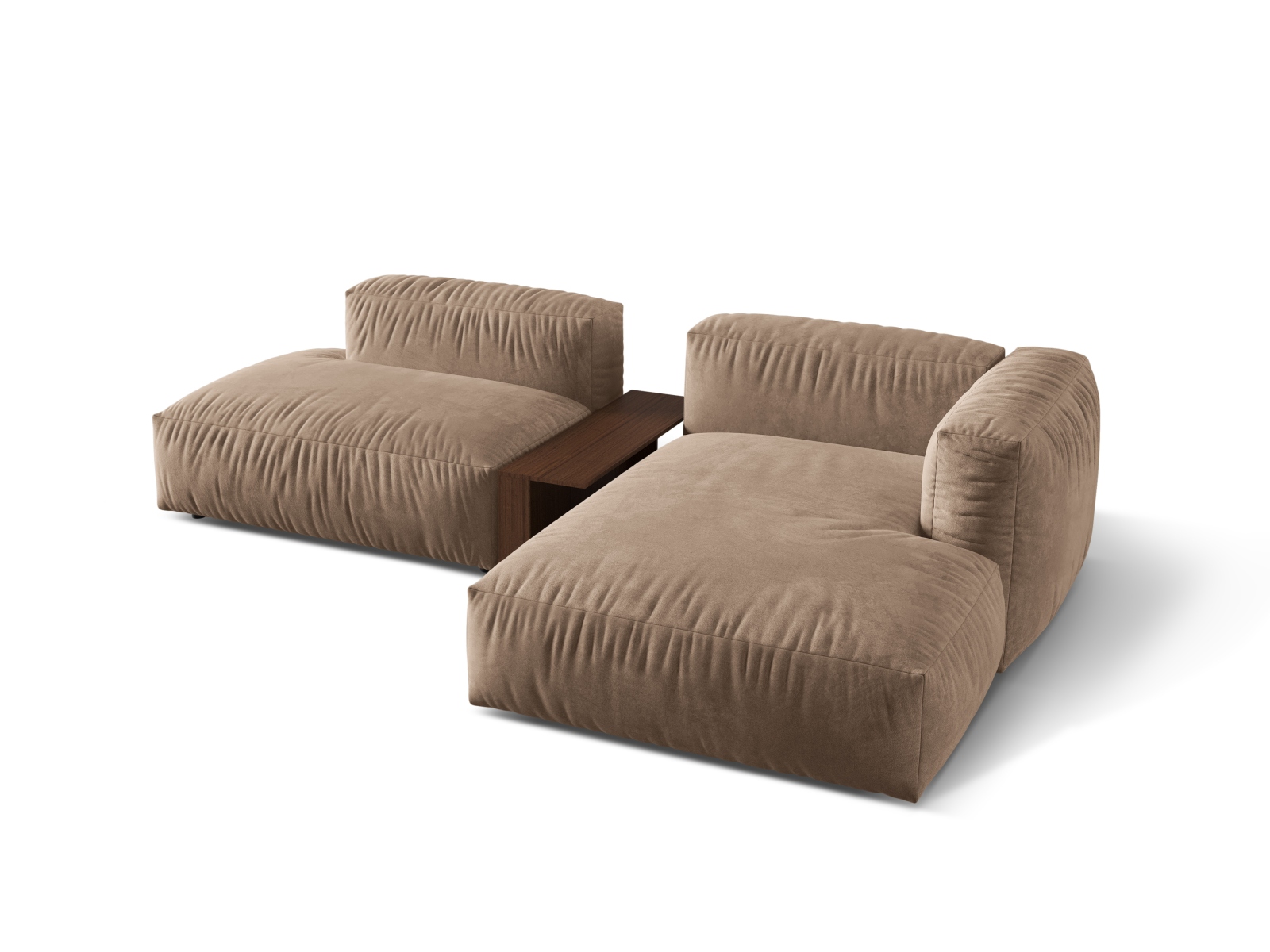Velvet Modular Right Corner Sofa, "Martina", 2 Seats, 285x176x75