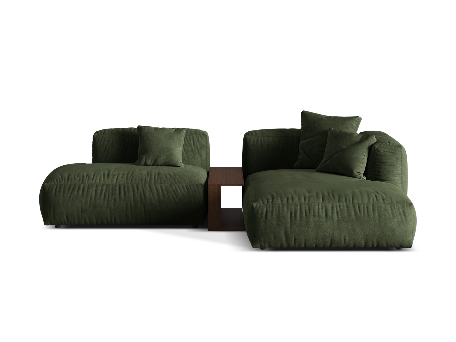 Velvet Modular Right Corner Sofa, "Martina", 2 Seats, 285x176x75
