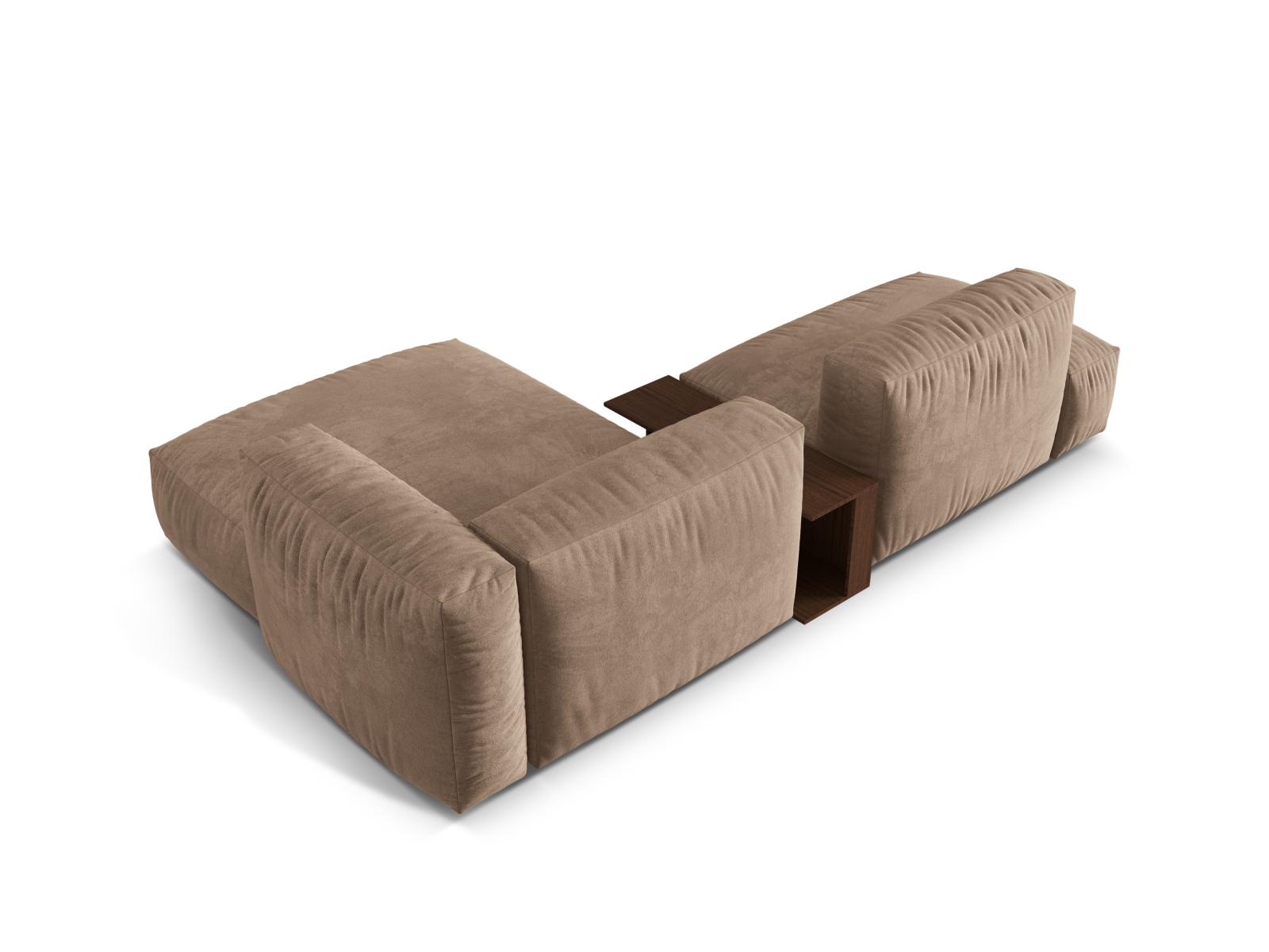 Velvet Modular Right Corner Sofa, "Martina", 2 Seats, 285x176x75