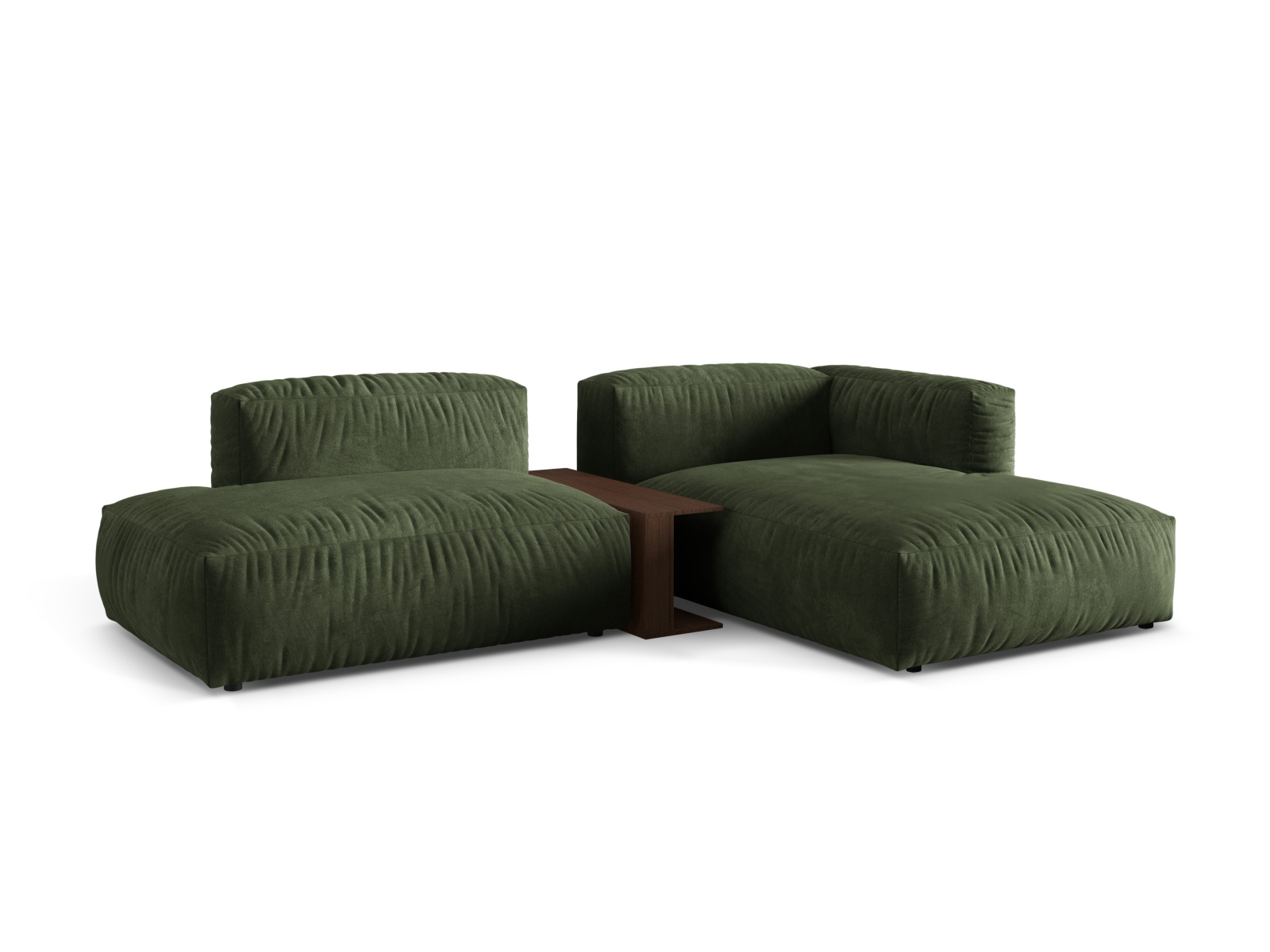 Velvet Modular Right Corner Sofa, "Martina", 2 Seats, 285x176x75
