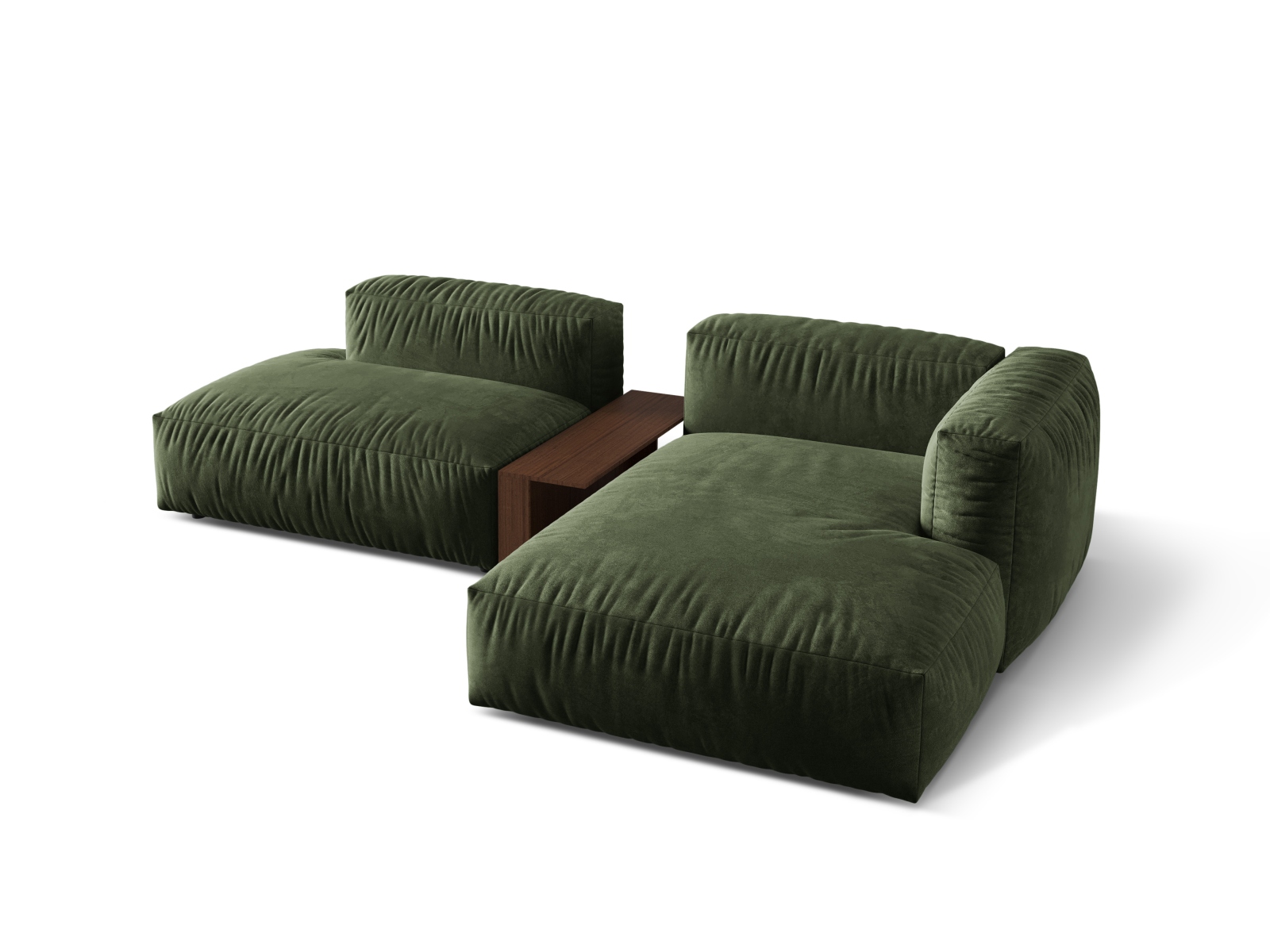 Velvet Modular Right Corner Sofa, "Martina", 2 Seats, 285x176x75