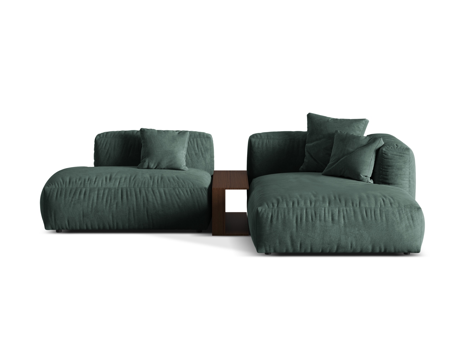 Velvet Modular Right Corner Sofa, "Martina", 2 Seats, 285x176x75