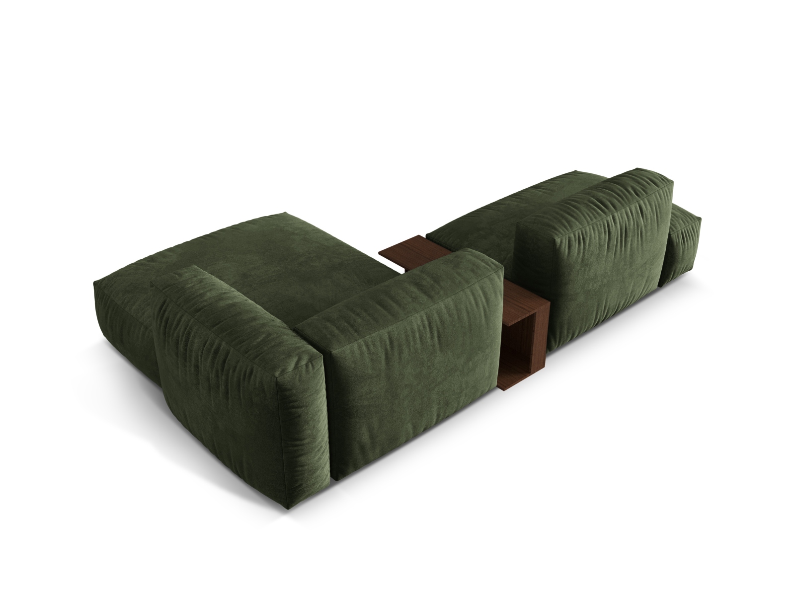 Velvet Modular Right Corner Sofa, "Martina", 2 Seats, 285x176x75