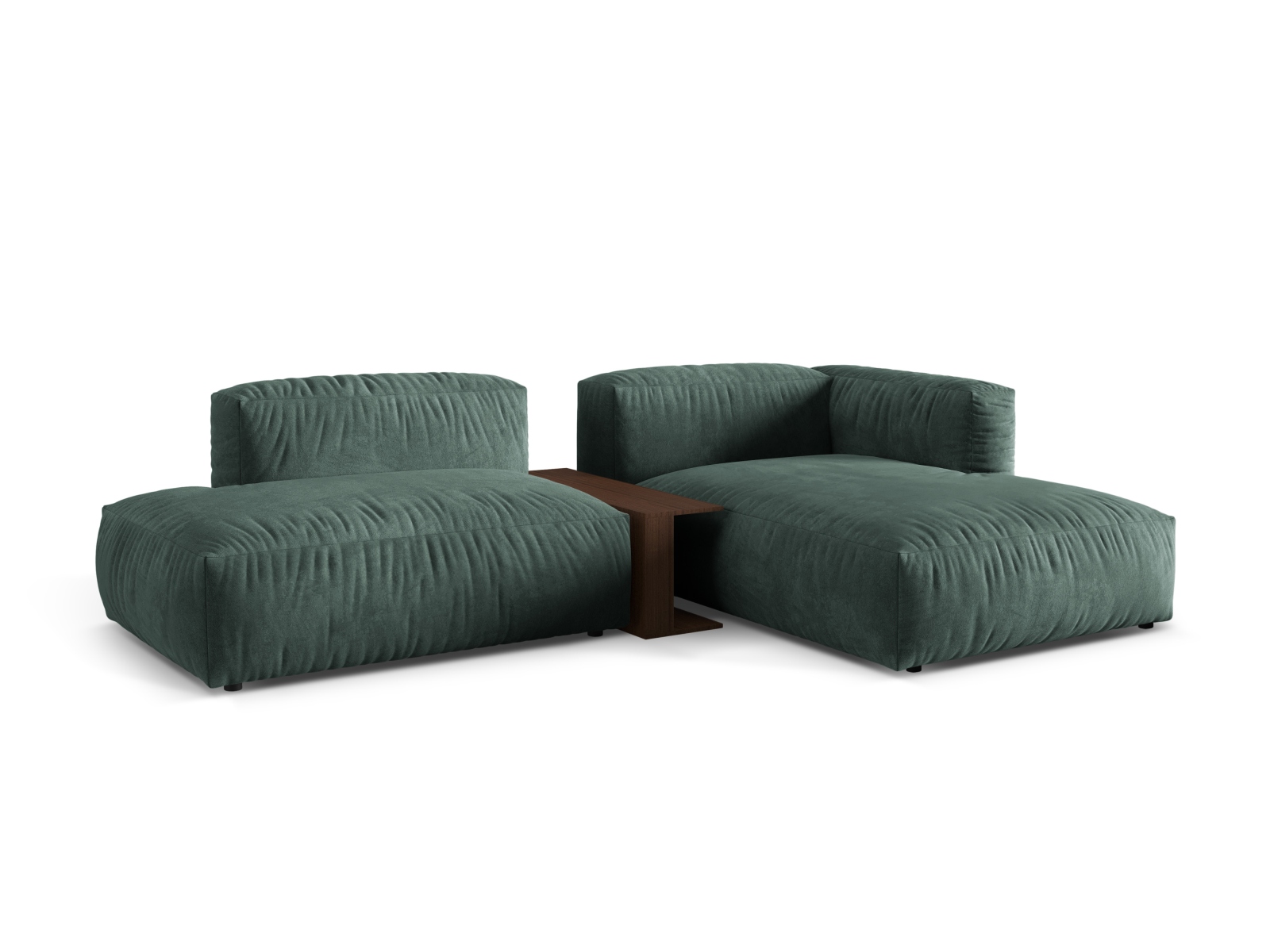 Velvet Modular Right Corner Sofa, "Martina", 2 Seats, 285x176x75