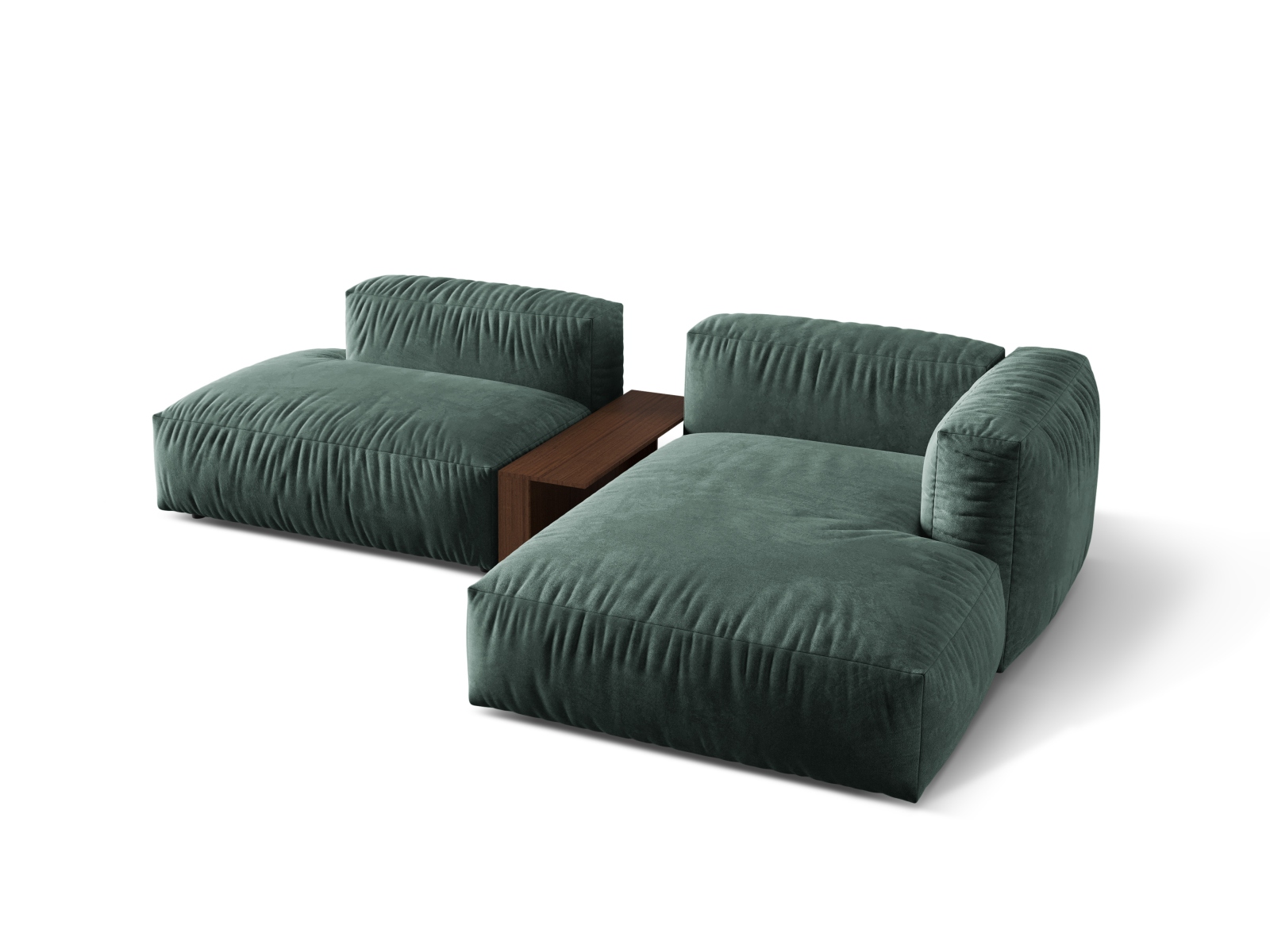 Velvet Modular Right Corner Sofa, "Martina", 2 Seats, 285x176x75