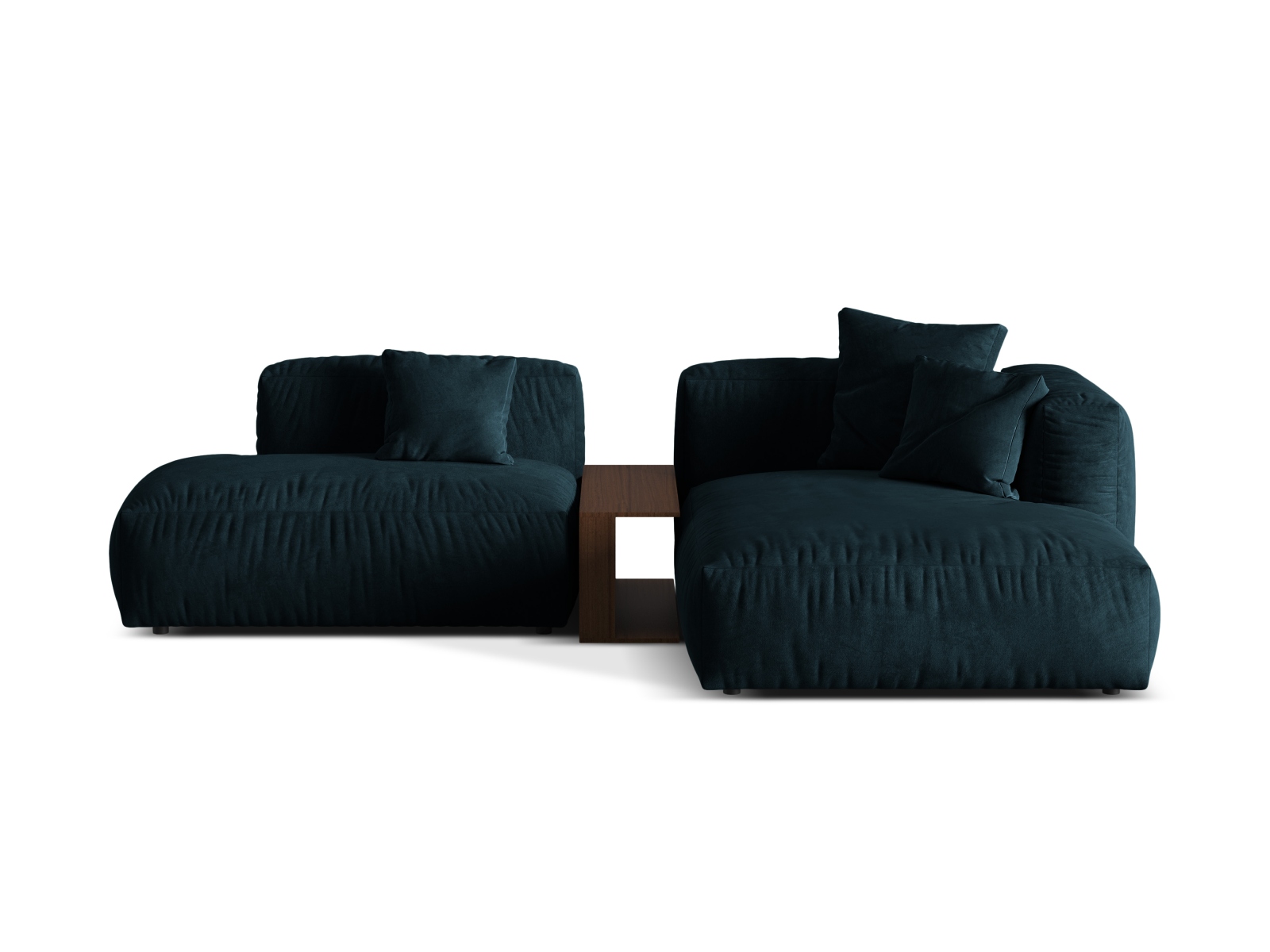 Velvet Modular Right Corner Sofa, "Martina", 2 Seats, 285x176x75