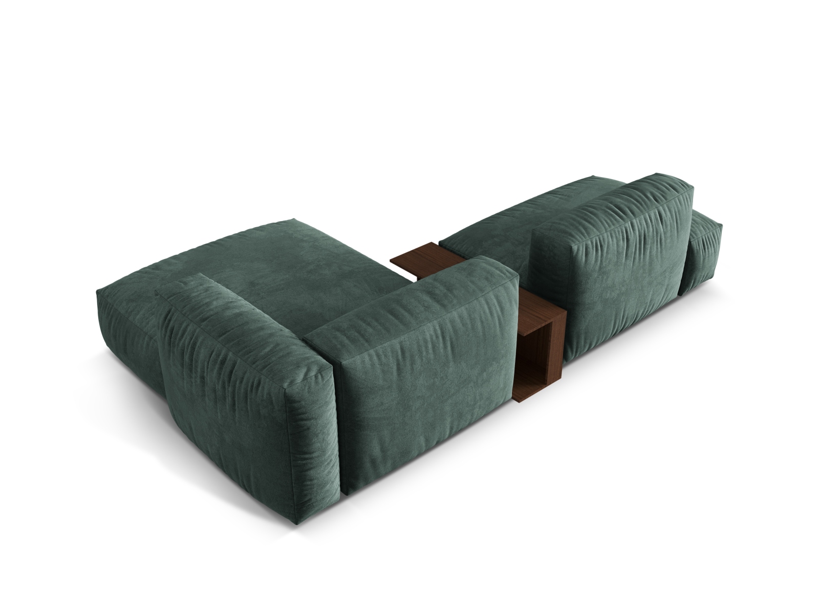 Velvet Modular Right Corner Sofa, "Martina", 2 Seats, 285x176x75