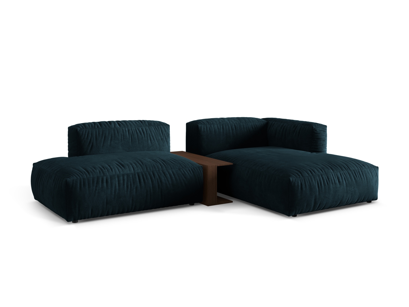 Velvet Modular Right Corner Sofa, "Martina", 2 Seats, 285x176x75
