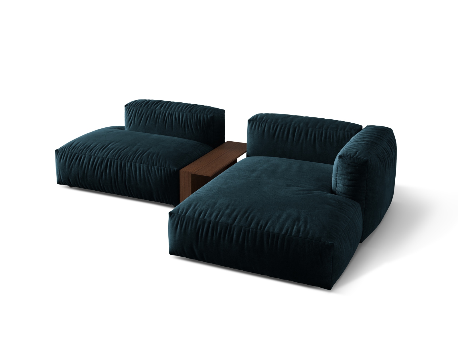 Velvet Modular Right Corner Sofa, "Martina", 2 Seats, 285x176x75