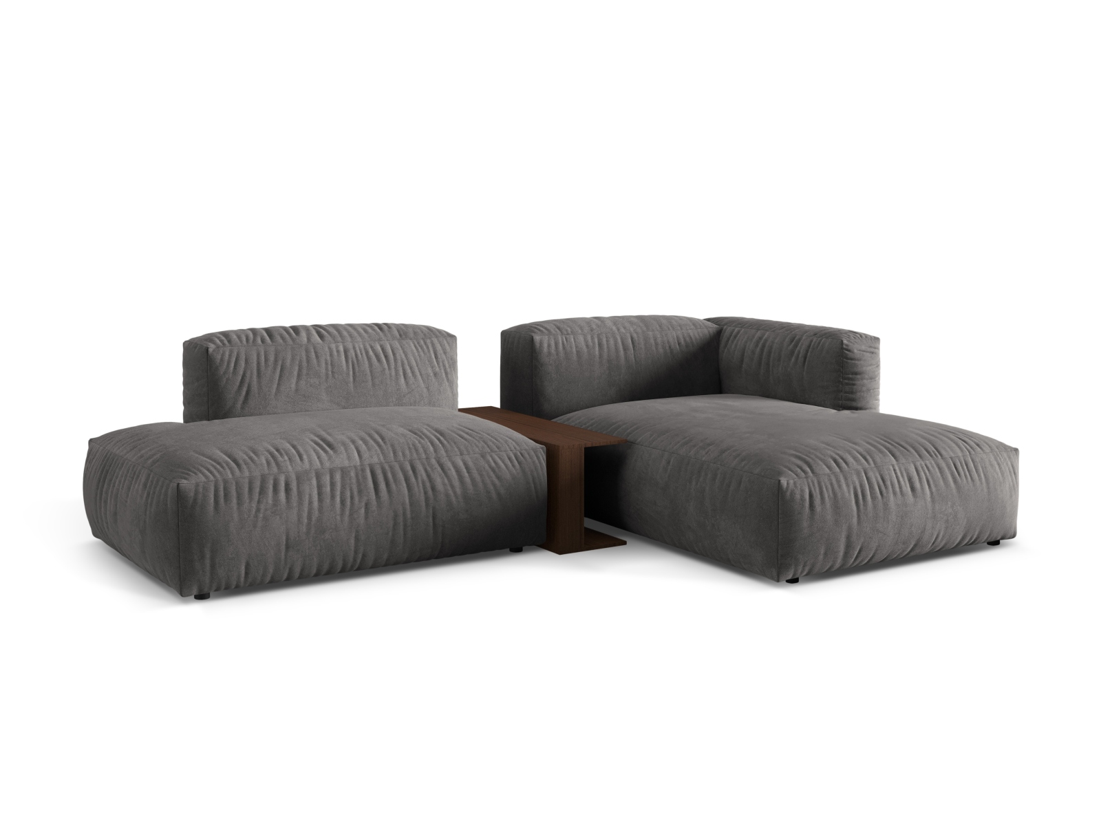 Velvet Modular Right Corner Sofa, "Martina", 2 Seats, 285x176x75