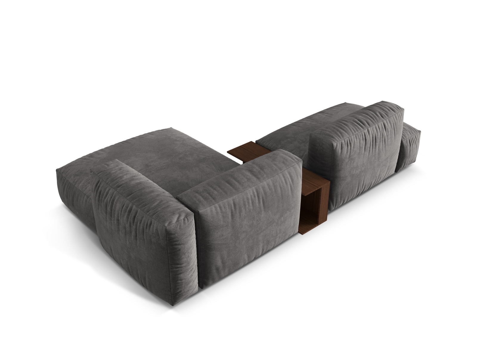 Velvet Modular Right Corner Sofa, "Martina", 2 Seats, 285x176x75