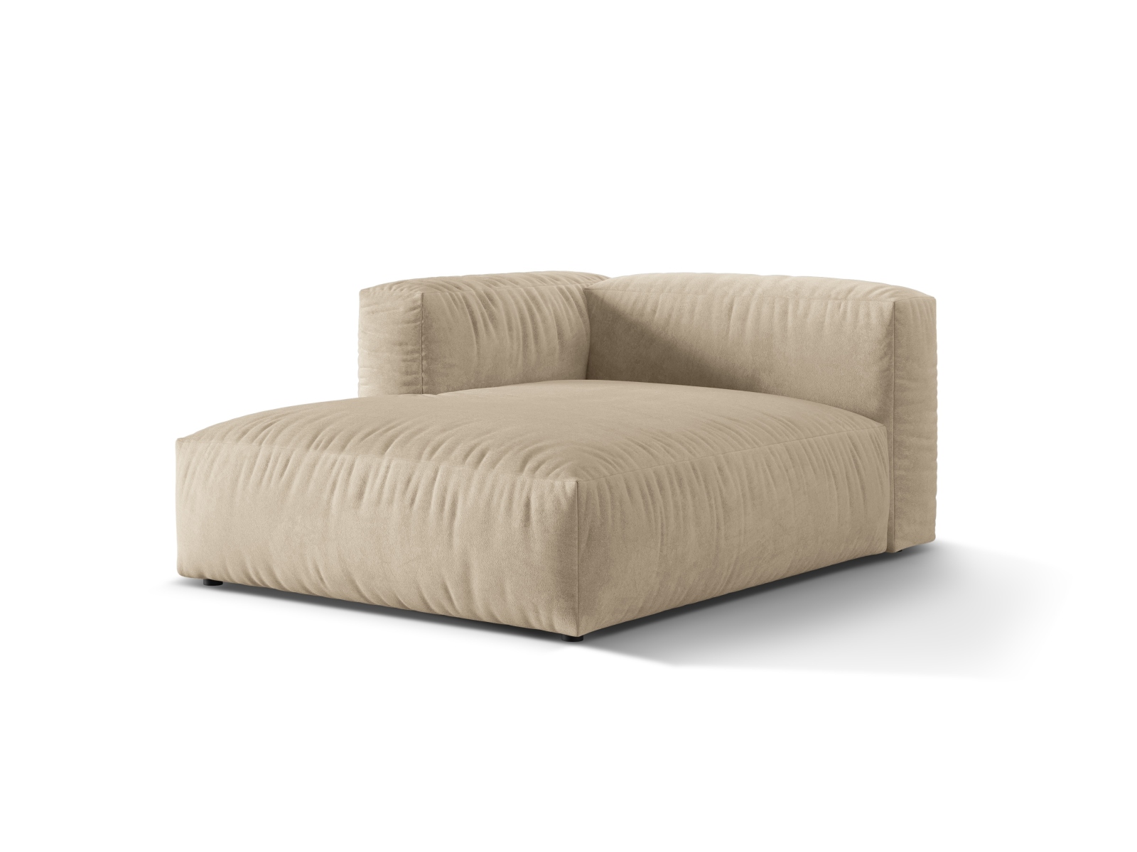Velvet Chaise Longue Left, "Martina", 1 Seat, 120x176x75